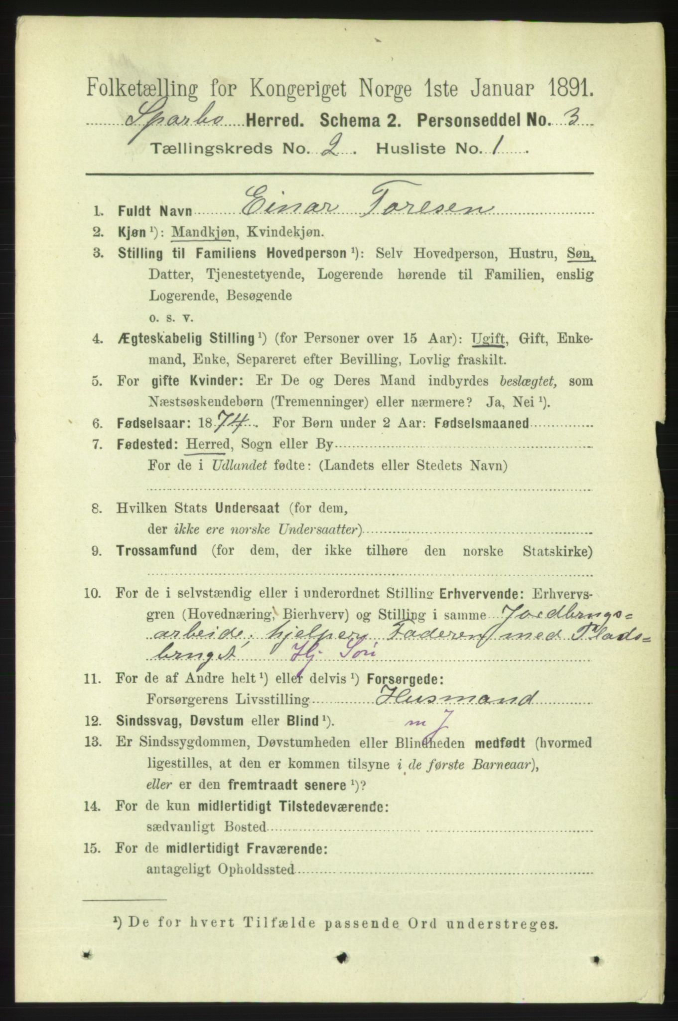 RA, 1891 census for 1731 Sparbu, 1891, p. 674