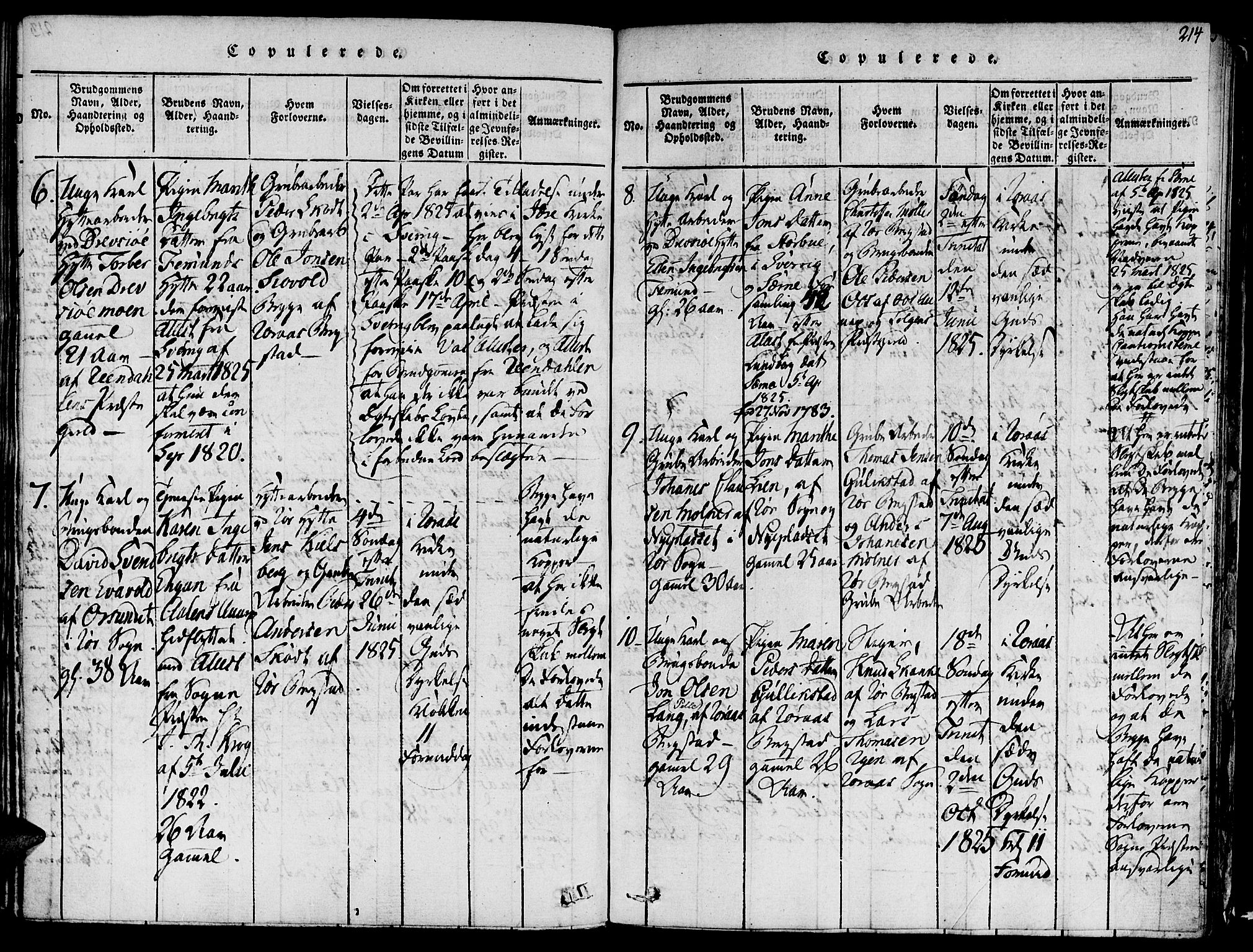 Ministerialprotokoller, klokkerbøker og fødselsregistre - Sør-Trøndelag, AV/SAT-A-1456/681/L0929: Parish register (official) no. 681A07, 1817-1828, p. 214