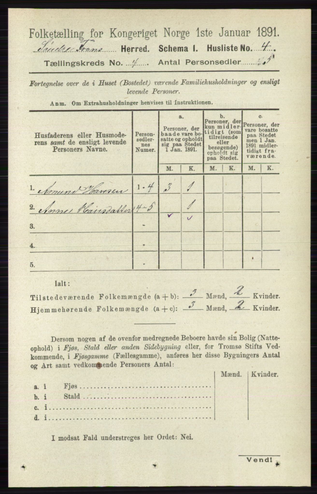 RA, 1891 census for 0519 Sør-Fron, 1891, p. 1315