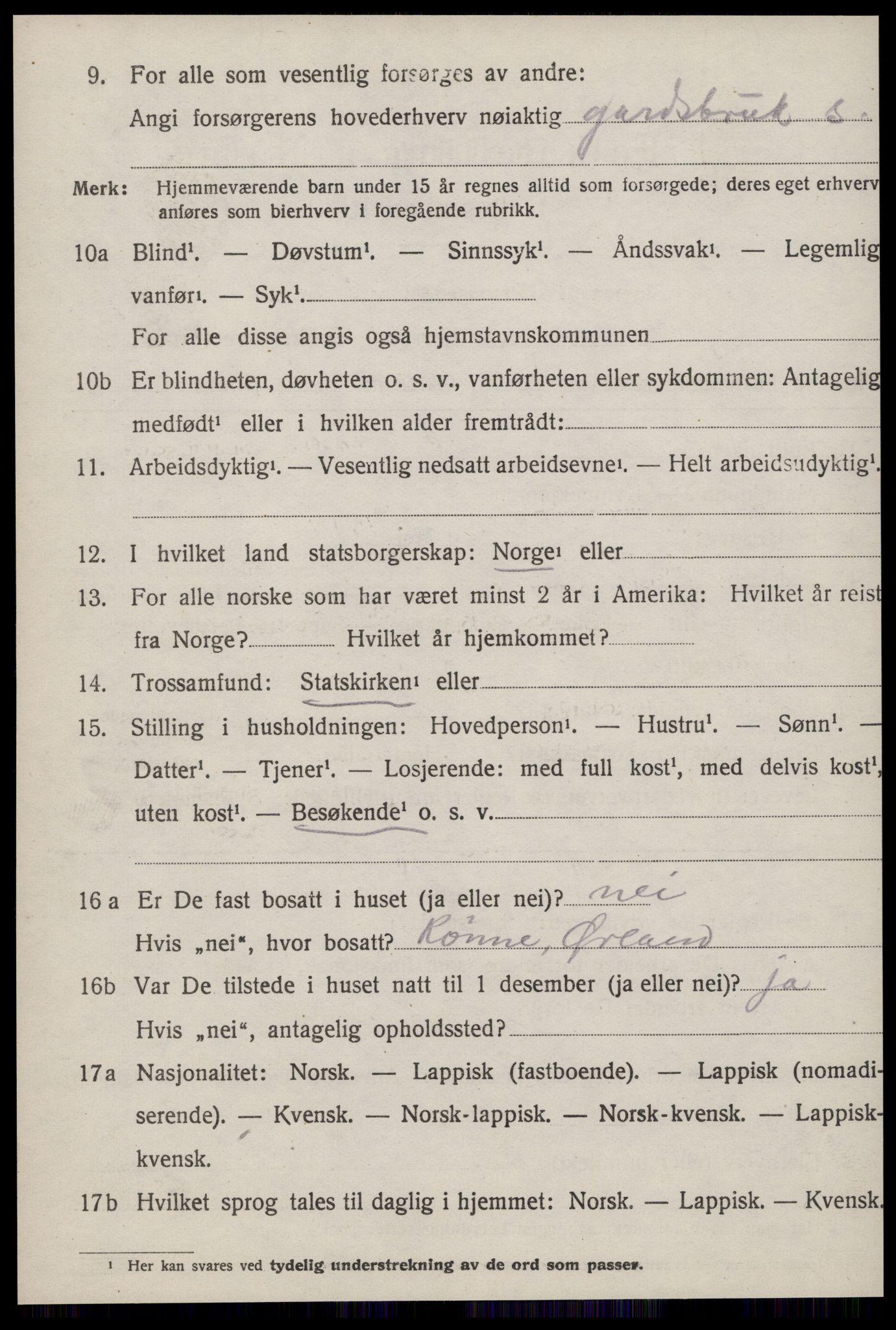 SAT, 1920 census for Ørland, 1920, p. 5404