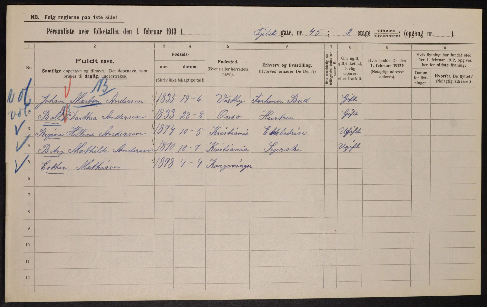 OBA, Municipal Census 1913 for Kristiania, 1913, p. 24751