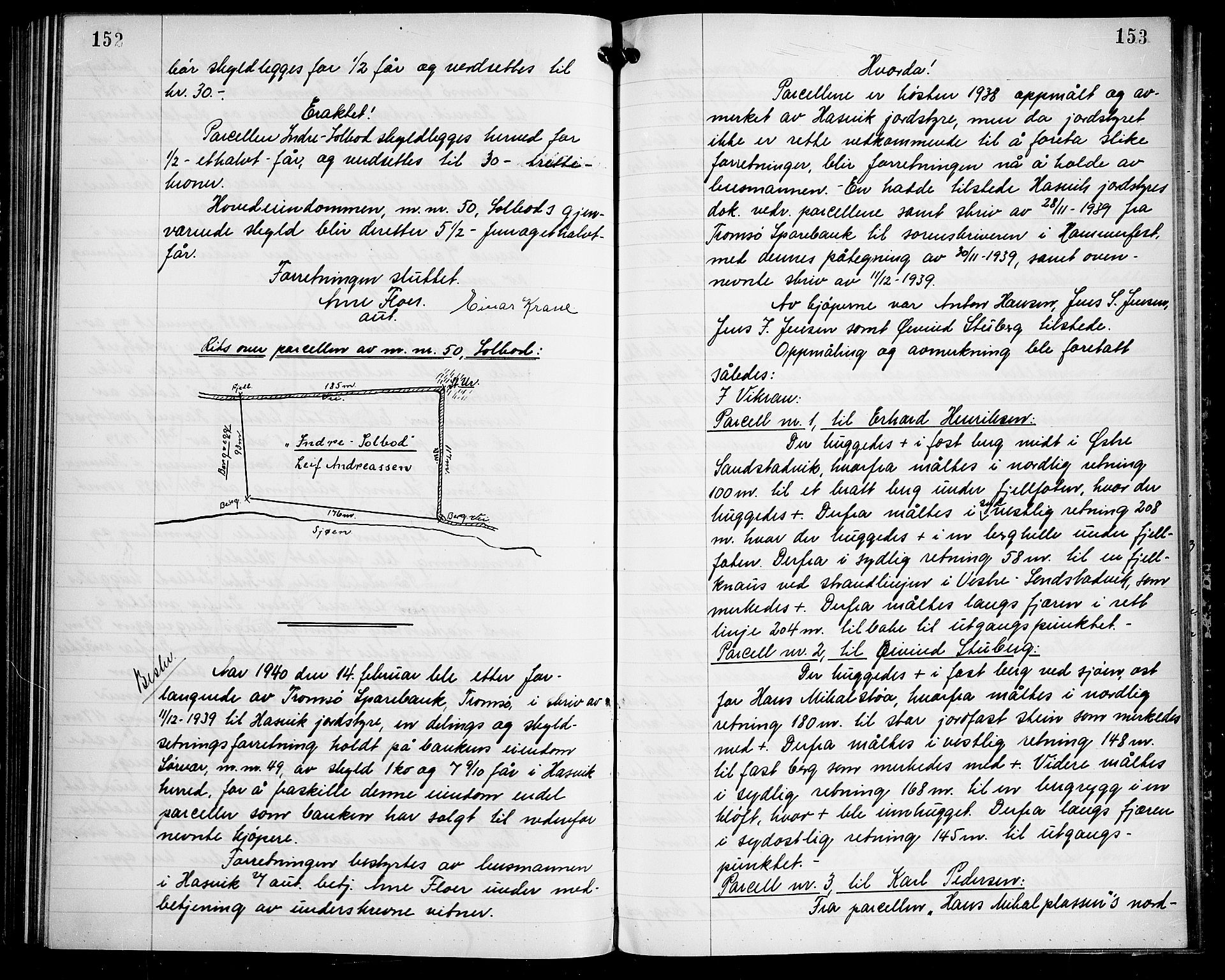 Lensmannen i Hasvik (hos Finnmarkseiendommen)*, FIEI/-, 1938-1944, p. 152-153