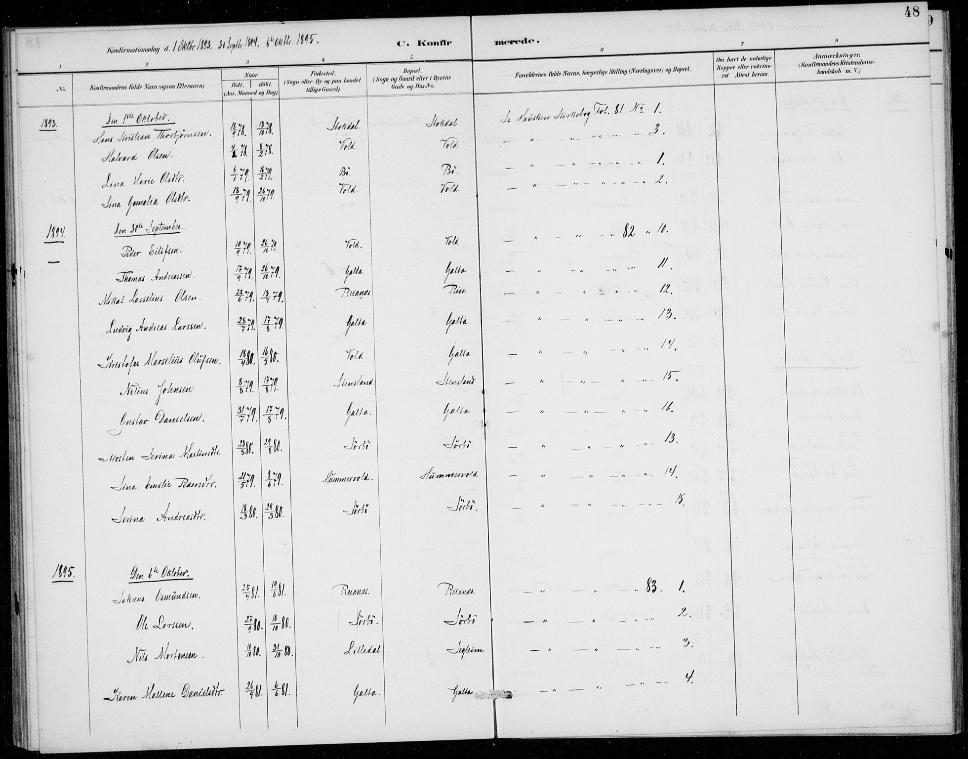 Rennesøy sokneprestkontor, SAST/A -101827/H/Ha/Haa/L0016: Parish register (official) no. A 16, 1891-1924, p. 48