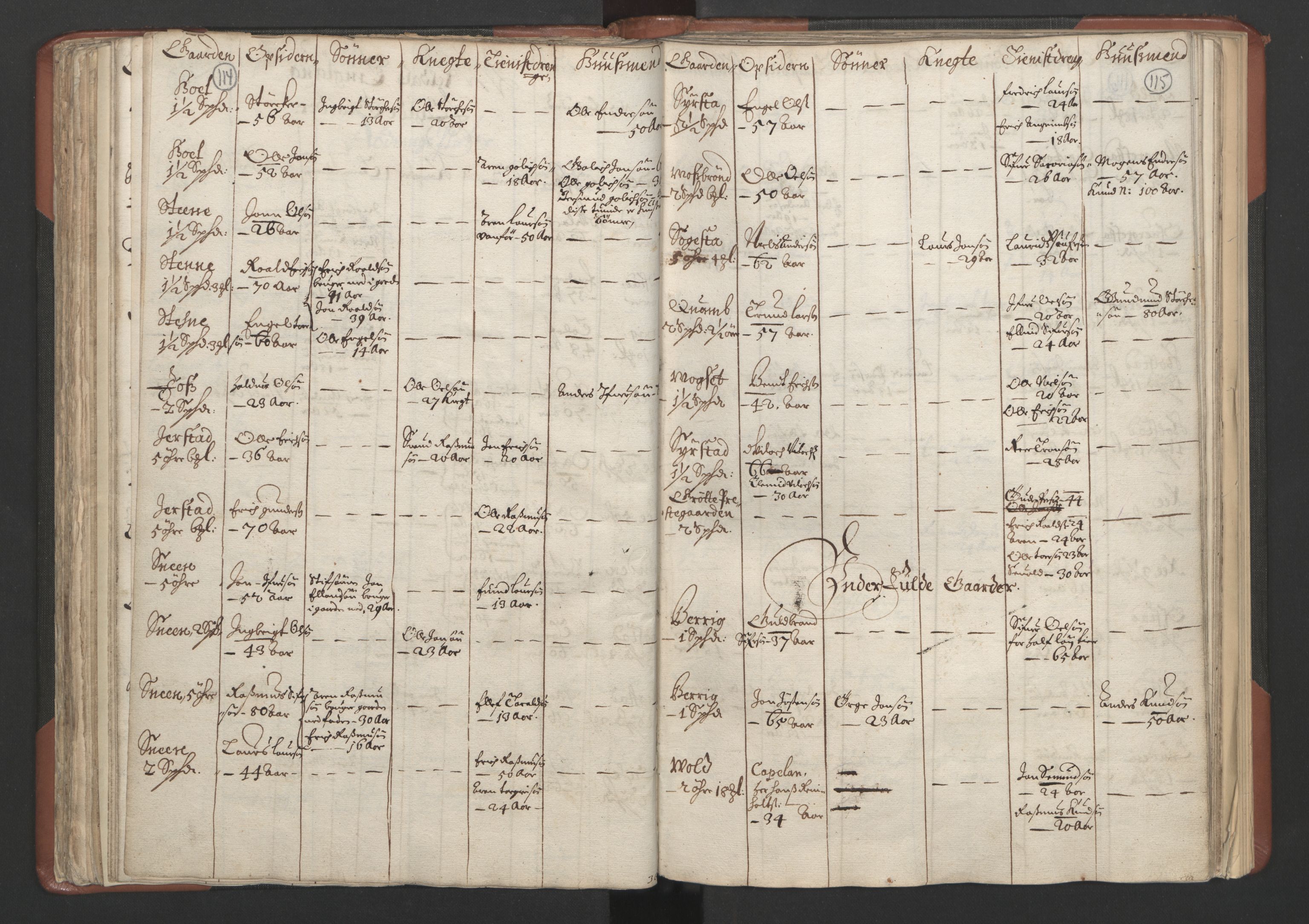 RA, Bailiff's Census 1664-1666, no. 18: Gauldal fogderi, Strinda fogderi and Orkdal fogderi, 1664, p. 114-115