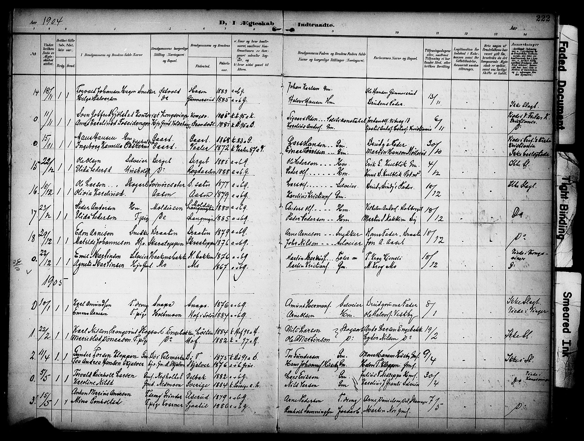 Grue prestekontor, SAH/PREST-036/H/Ha/Haa/L0013: Parish register (official) no. 13, 1898-1910, p. 222