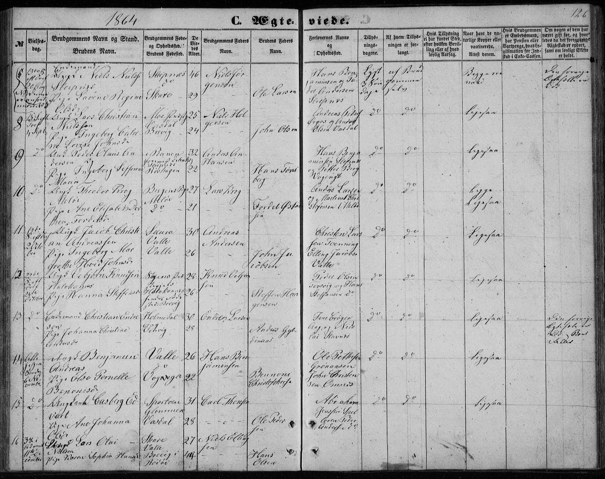 Ministerialprotokoller, klokkerbøker og fødselsregistre - Nordland, AV/SAT-A-1459/843/L0633: Parish register (copy) no. 843C02, 1853-1873, p. 126