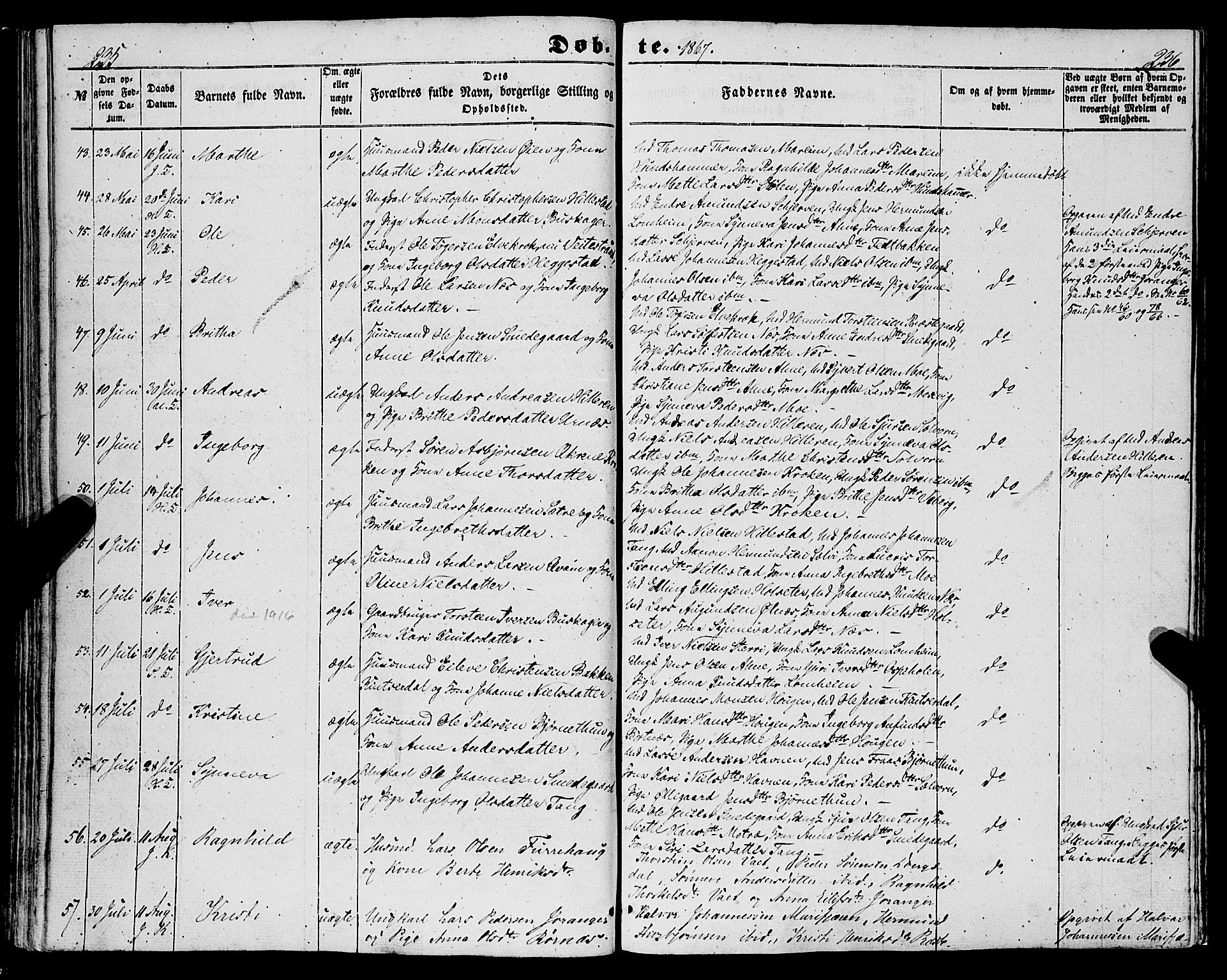 Hafslo sokneprestembete, AV/SAB-A-80301/H/Haa/Haaa/L0009: Parish register (official) no. A 9, 1852-1873, p. 235-236