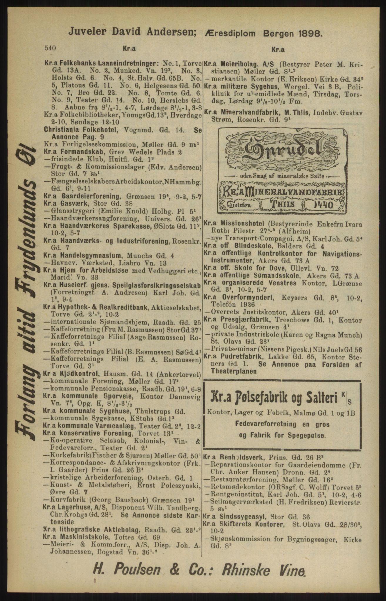 Kristiania/Oslo adressebok, PUBL/-, 1904, p. 542