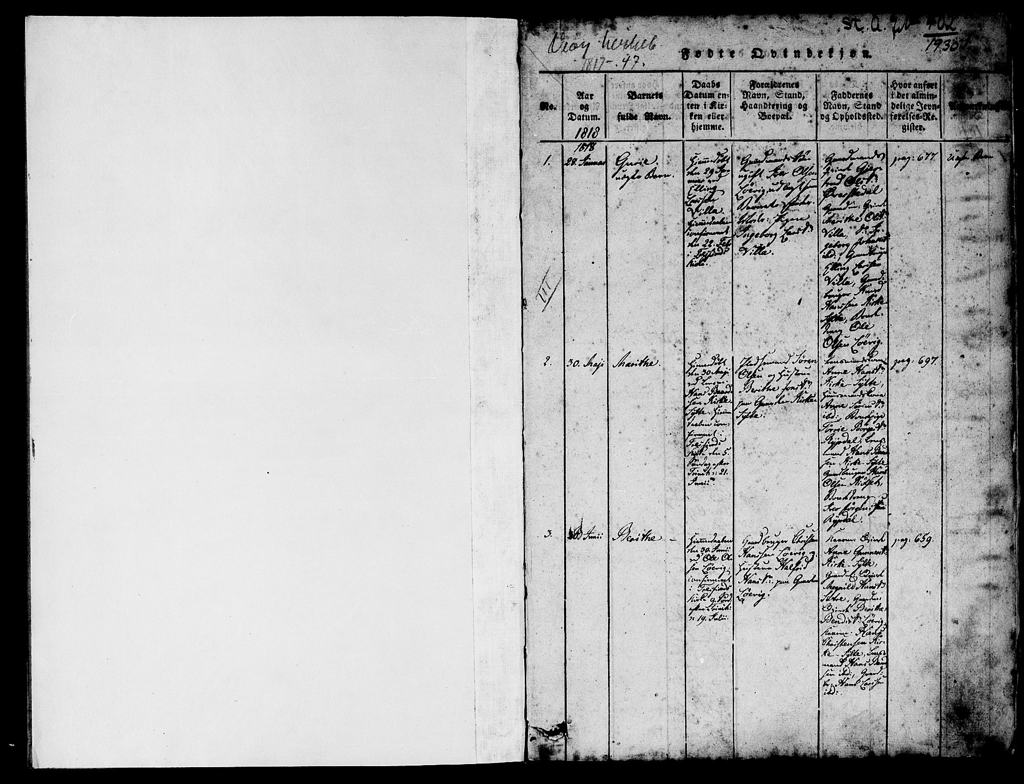 Ministerialprotokoller, klokkerbøker og fødselsregistre - Møre og Romsdal, SAT/A-1454/541/L0544: Parish register (official) no. 541A01, 1818-1847, p. 1