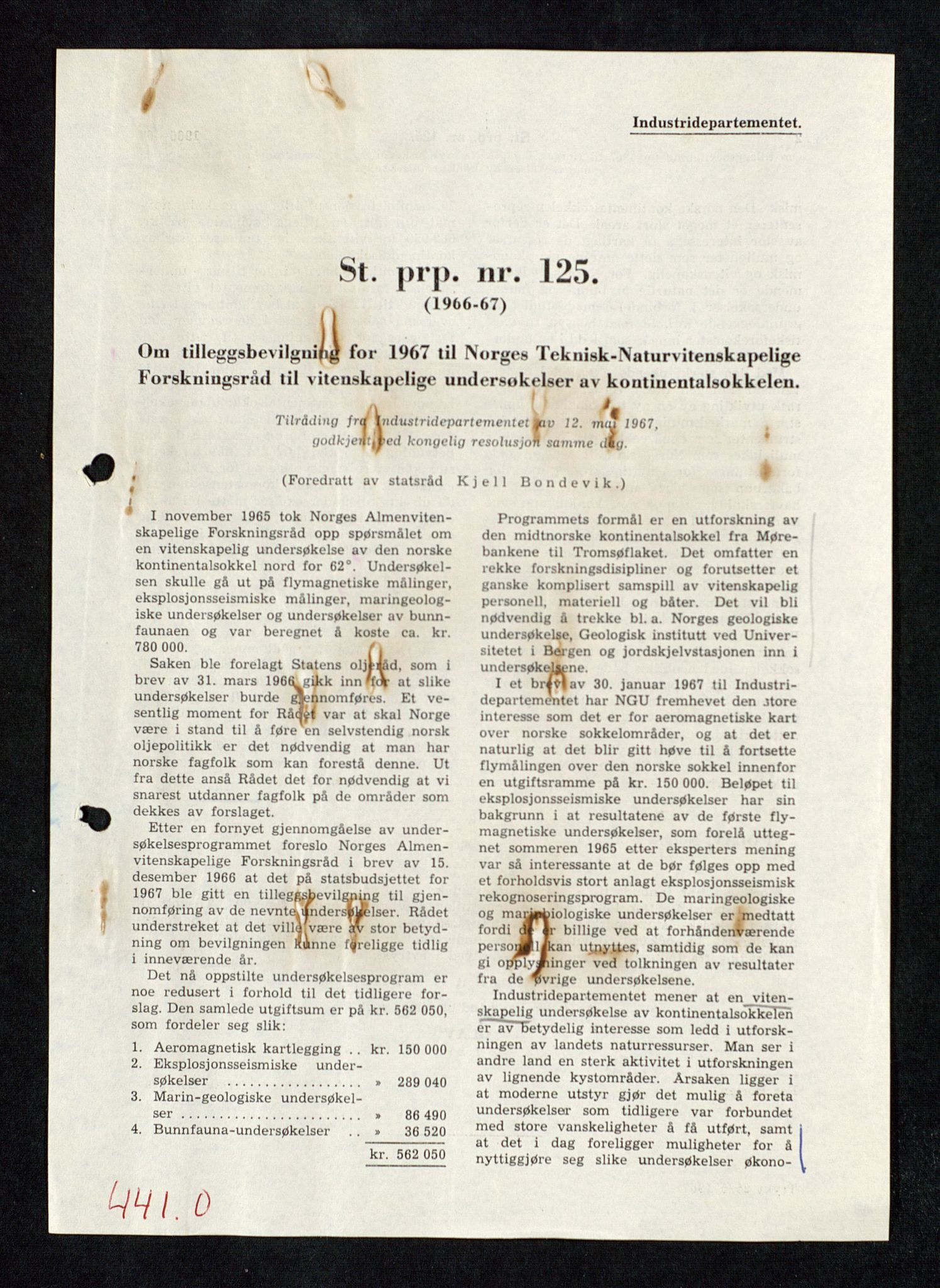 Industridepartementet, Oljekontoret, AV/SAST-A-101348/Db/L0005: Seismiske undersøkelser, 1963-1972, p. 27