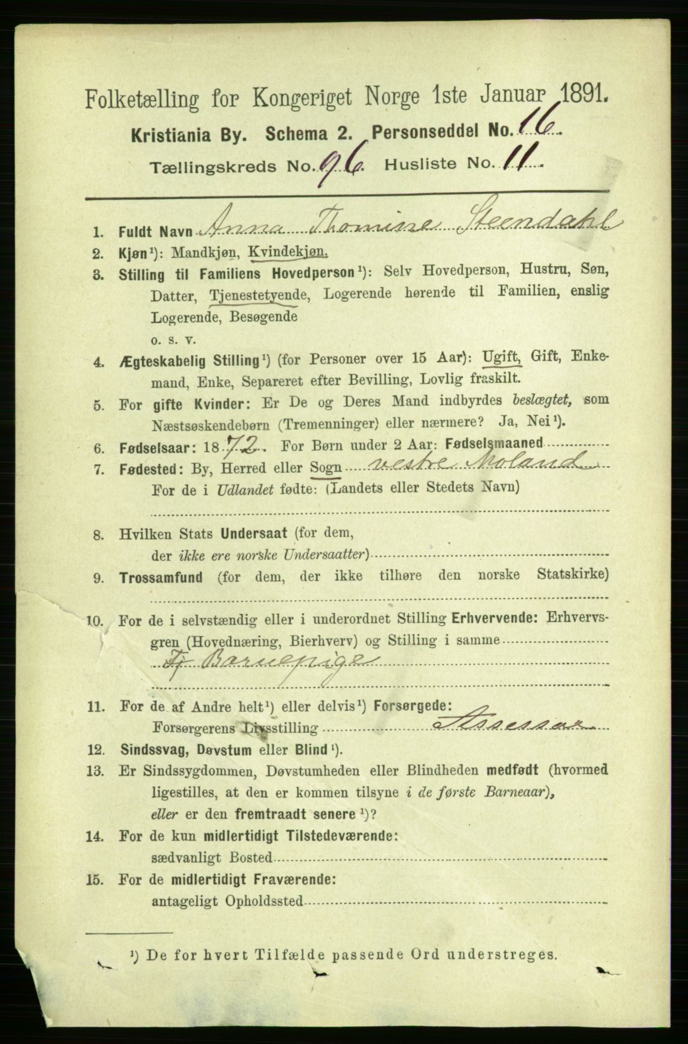 RA, 1891 census for 0301 Kristiania, 1891, p. 46823