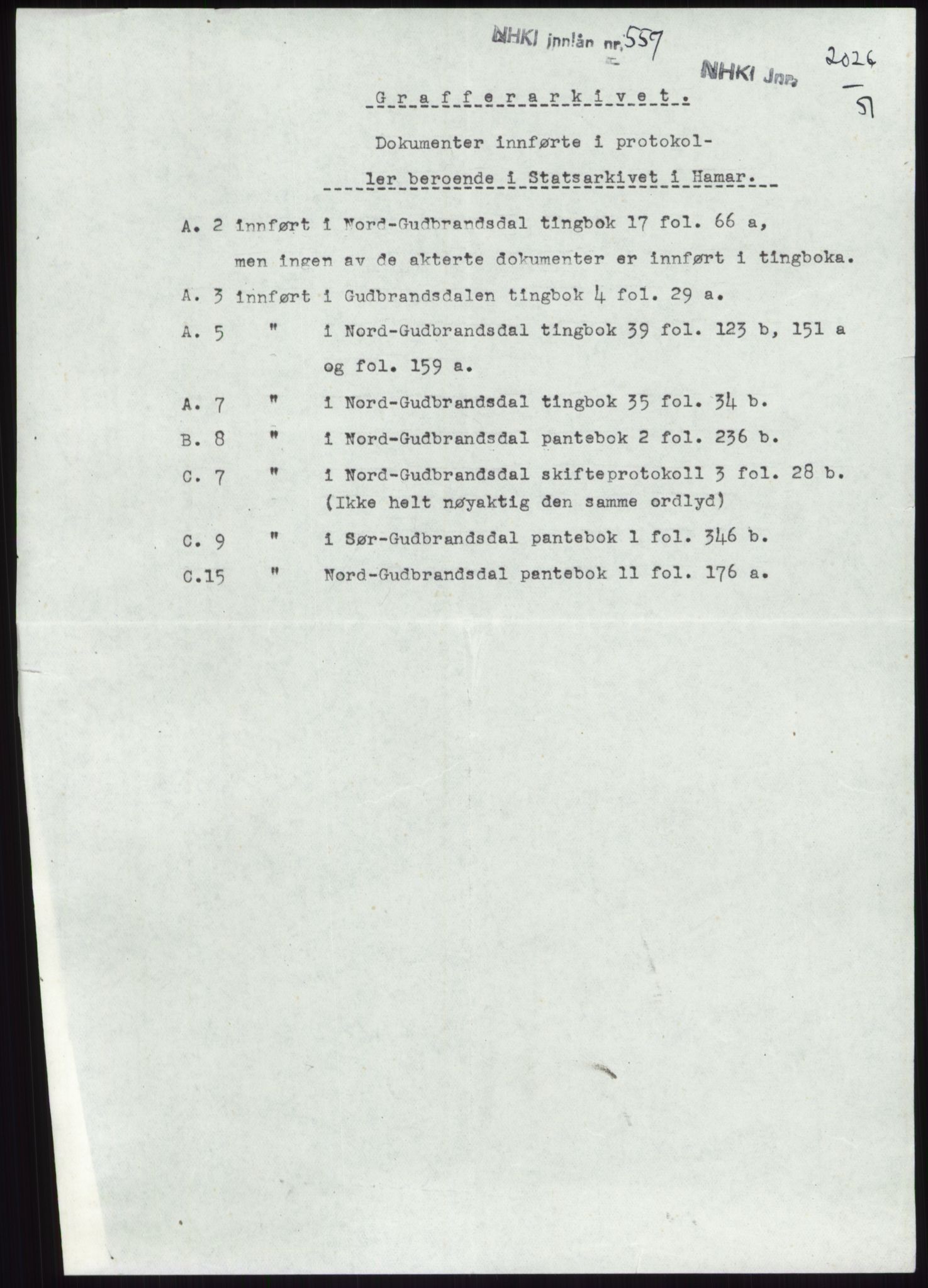 Samlinger til kildeutgivelse, Diplomavskriftsamlingen, RA/EA-4053/H/Ha, p. 2305