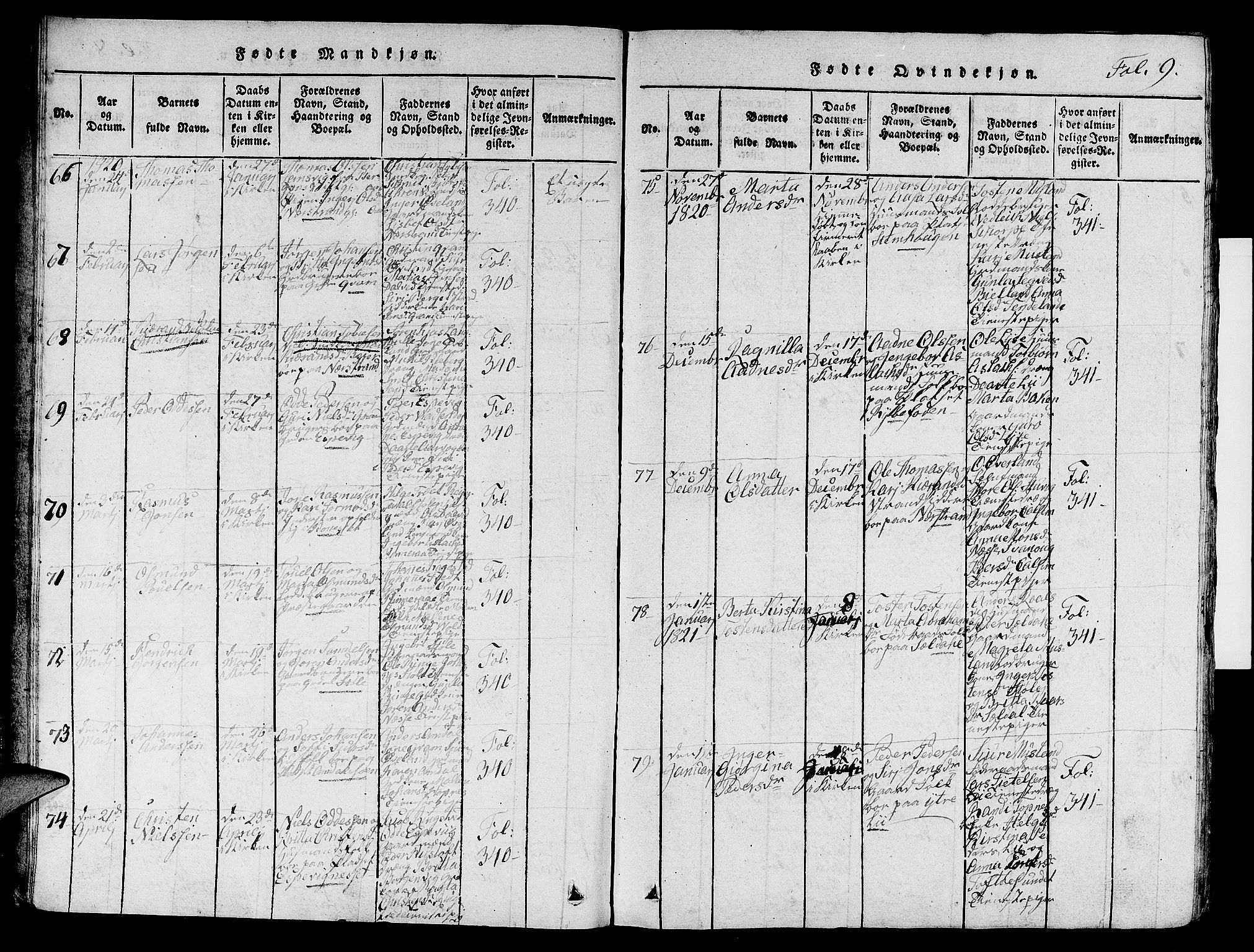 Nedstrand sokneprestkontor, SAST/A-101841/01/V: Parish register (copy) no. B 1 /1, 1816-1847, p. 9