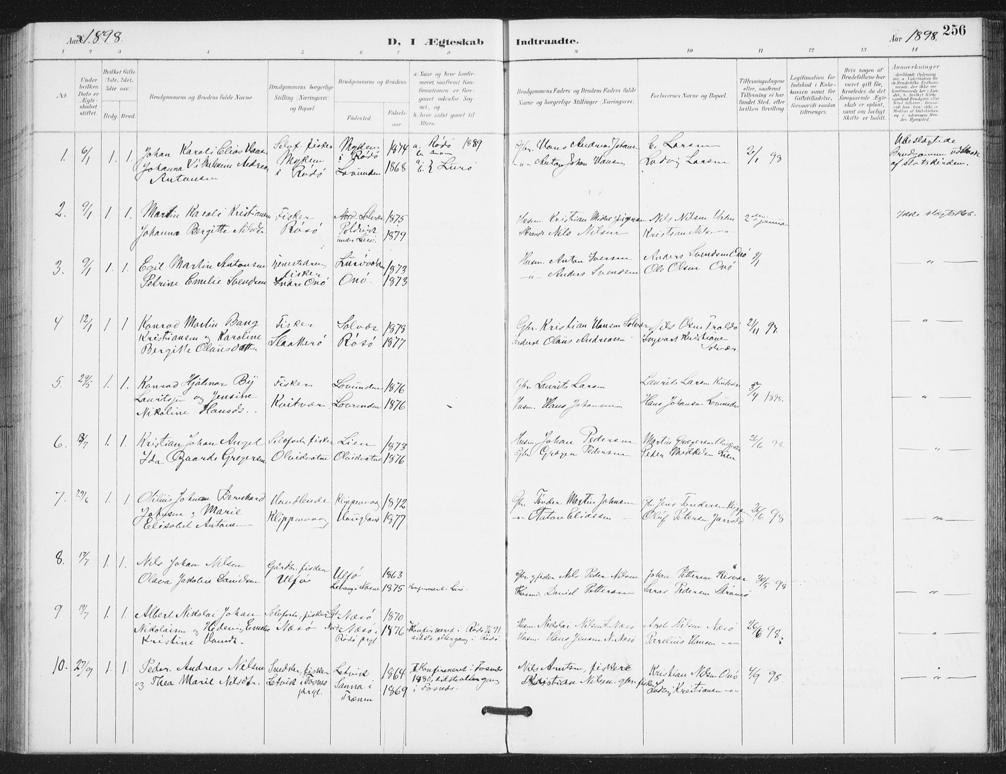 Ministerialprotokoller, klokkerbøker og fødselsregistre - Nordland, SAT/A-1459/839/L0573: Parish register (copy) no. 839C03, 1892-1917, p. 256