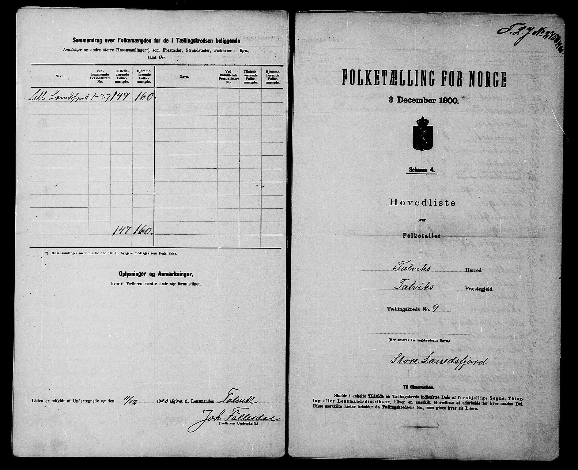 SATØ, 1900 census for Talvik, 1900, p. 20