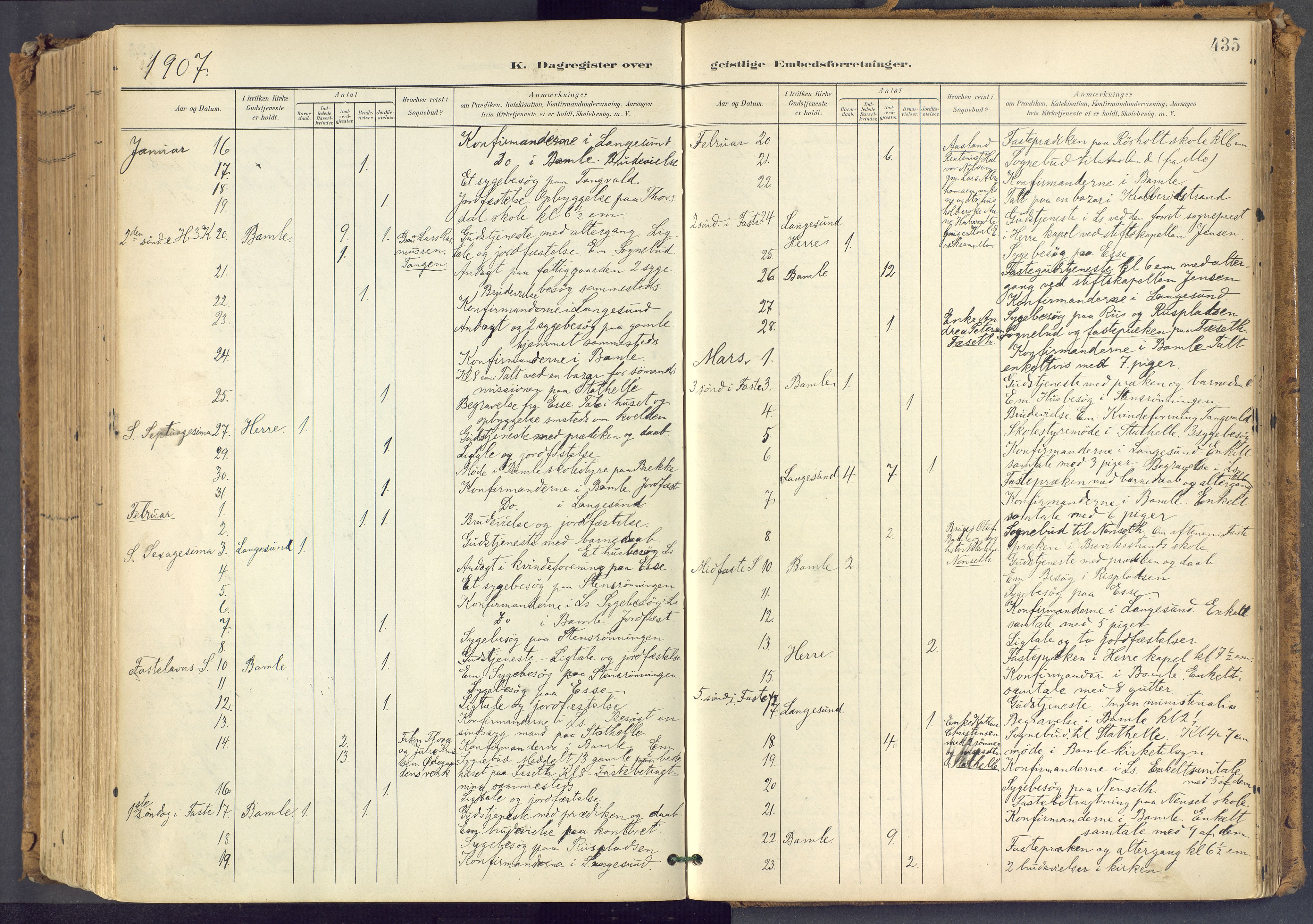 Bamble kirkebøker, SAKO/A-253/F/Fa/L0009: Parish register (official) no. I 9, 1901-1917, p. 435
