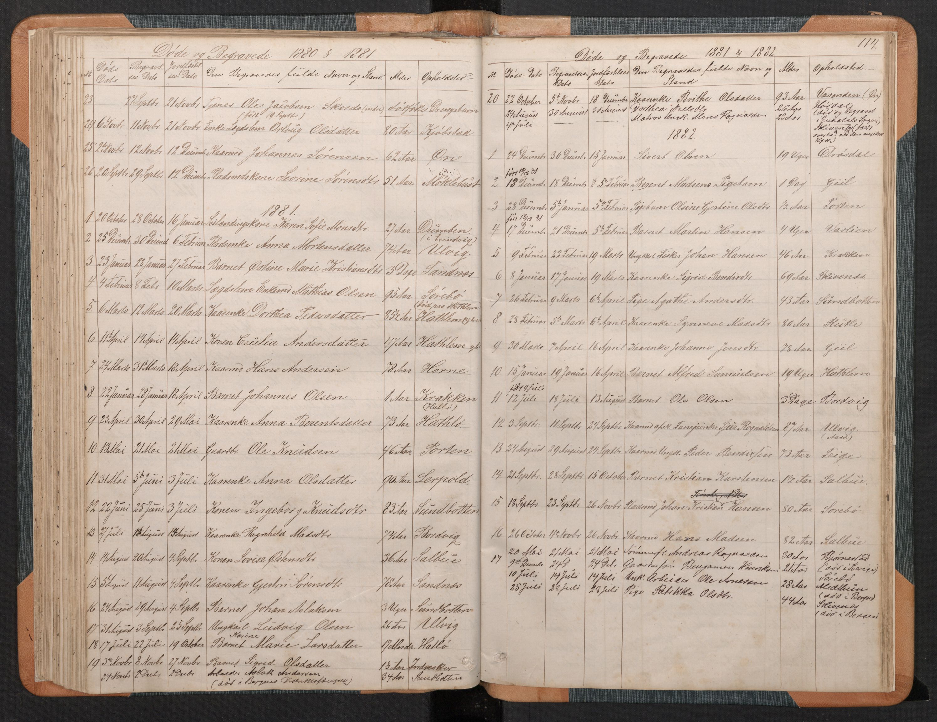 Hyllestad sokneprestembete, SAB/A-80401: Parish register (copy) no. C 2, 1874-1894, p. 113b-114a