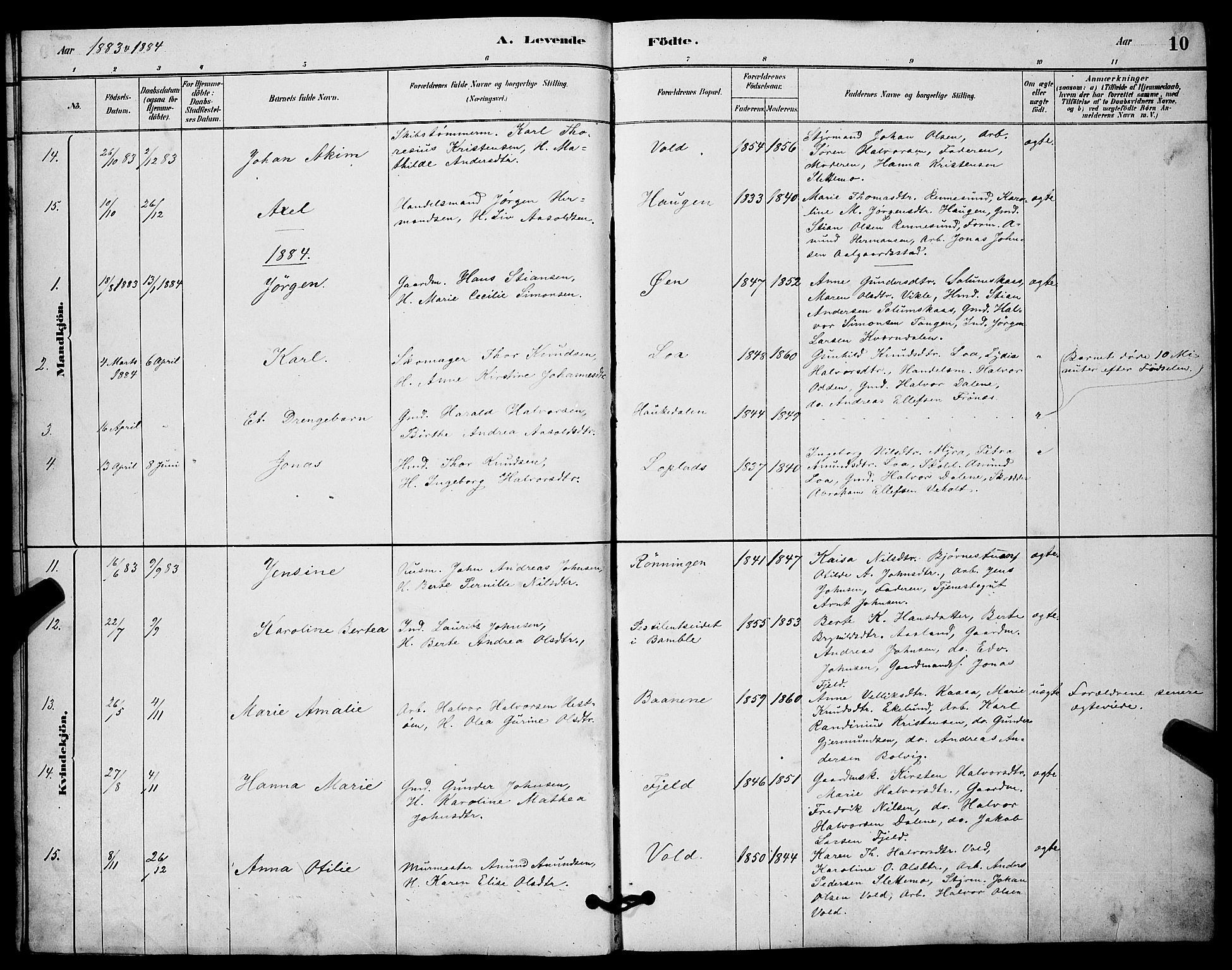 Solum kirkebøker, SAKO/A-306/G/Gc/L0001: Parish register (copy) no. III 1, 1880-1902, p. 10