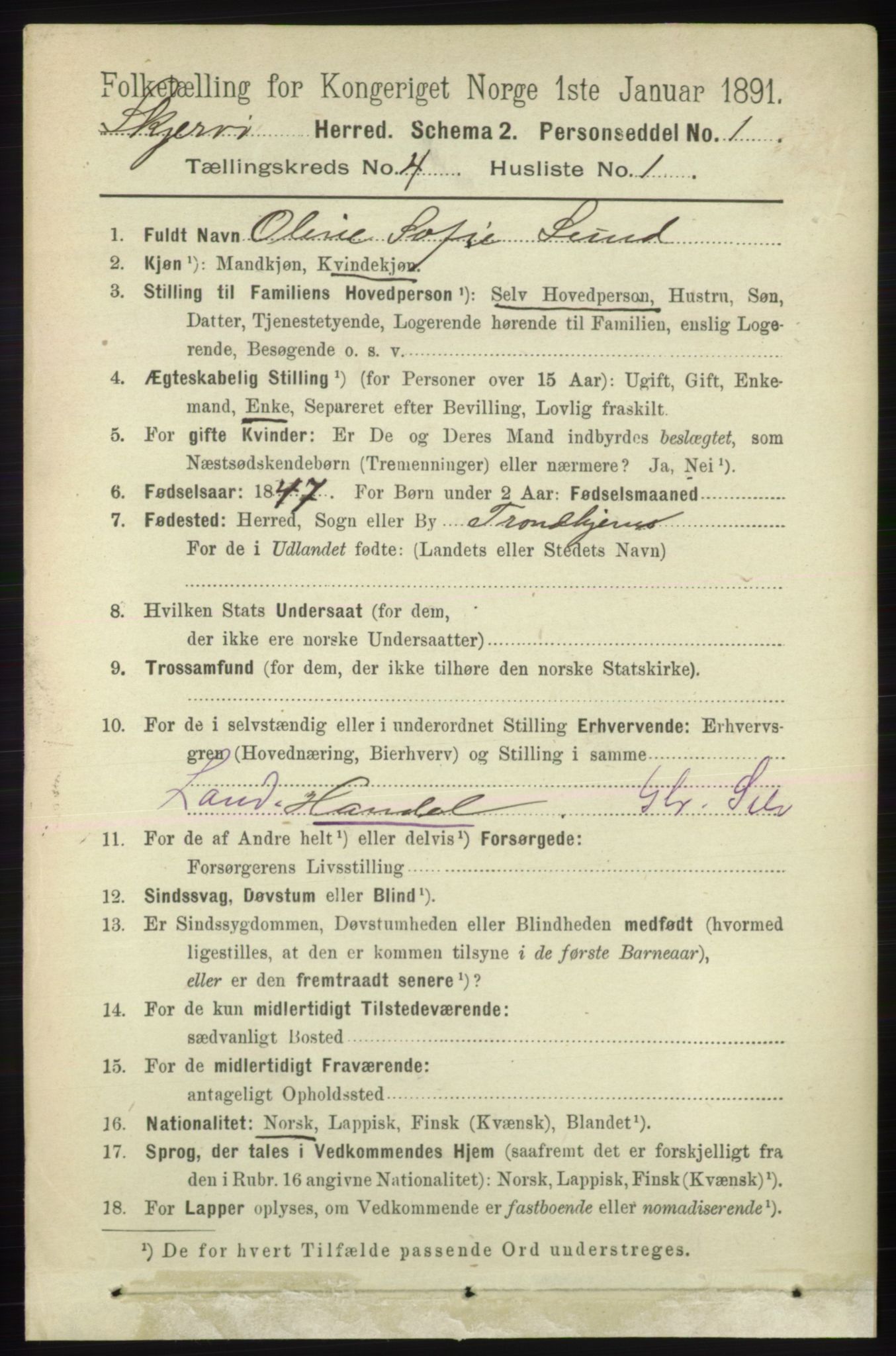 RA, 1891 census for 1941 Skjervøy, 1891, p. 2301