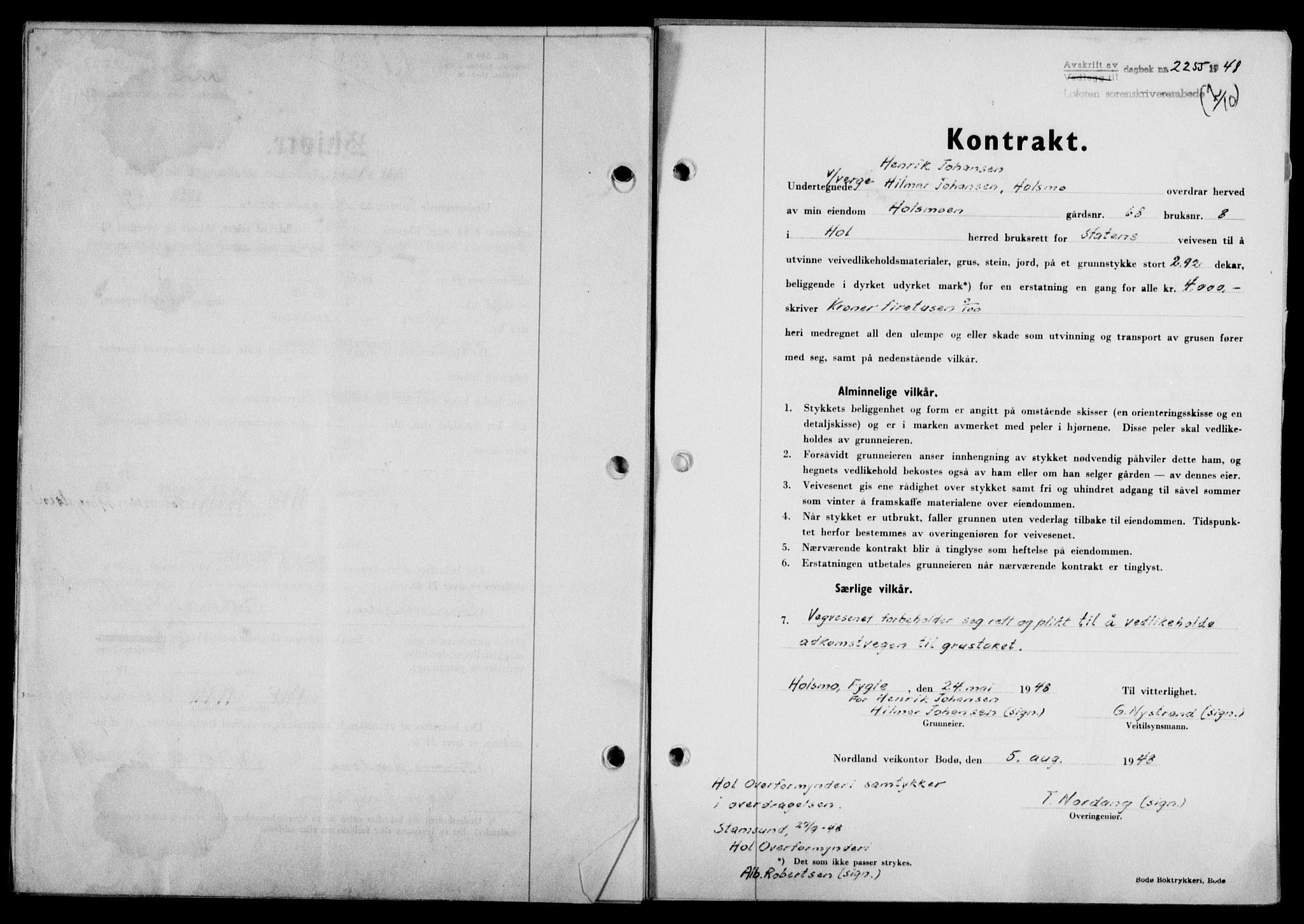 Lofoten sorenskriveri, SAT/A-0017/1/2/2C/L0019a: Mortgage book no. 19a, 1948-1948, Diary no: : 2255/1948