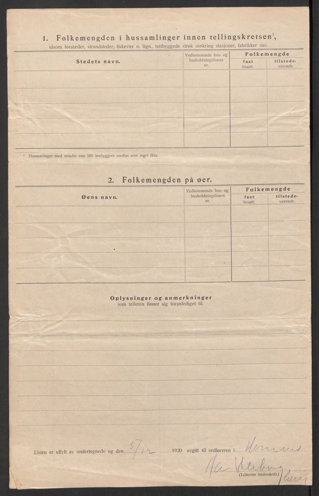 SAK, 1920 census for Hornnes, 1920, p. 49