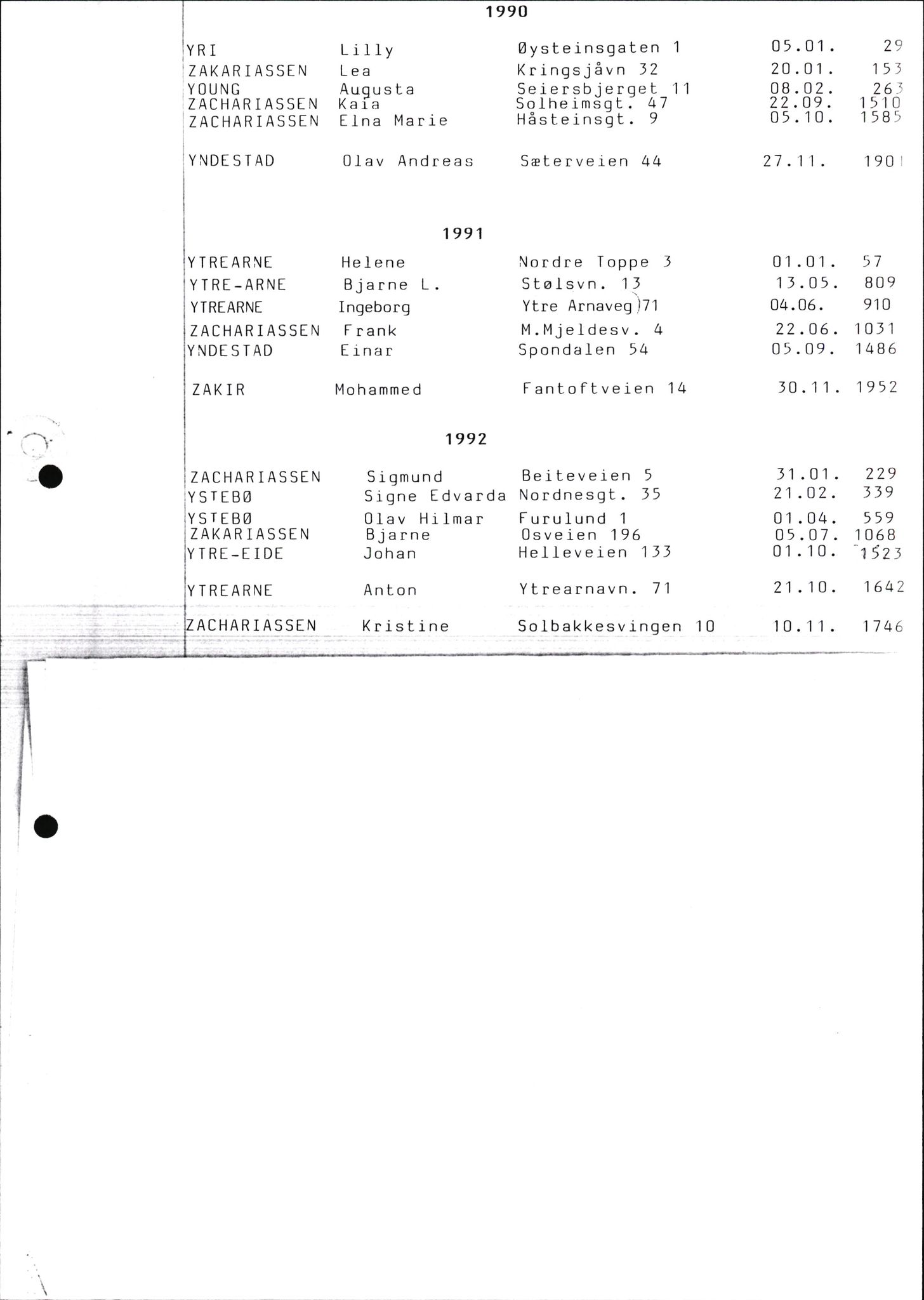 Byfogd og Byskriver i Bergen, SAB/A-3401/06/06Nb/L0013: Register til dødsfalljournaler, 1976-1992, p. 179