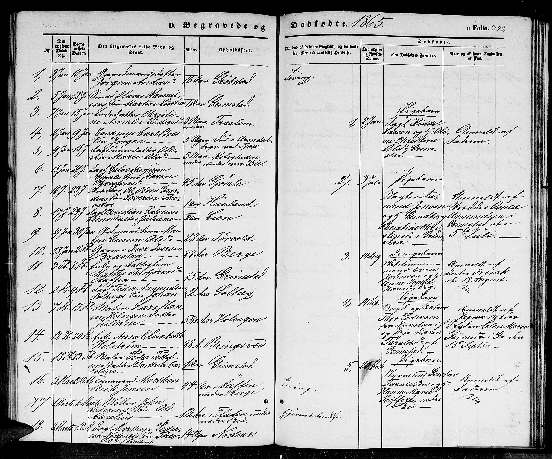 Fjære sokneprestkontor, SAK/1111-0011/F/Fb/L0008: Parish register (copy) no. B 8, 1854-1867, p. 342