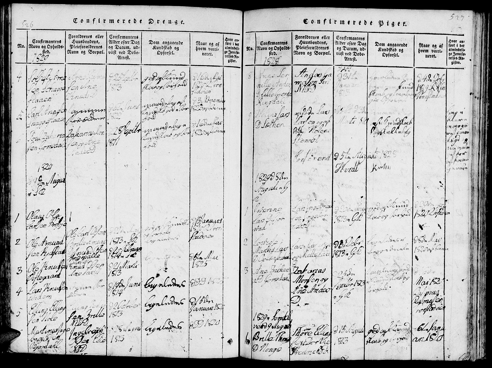 Ministerialprotokoller, klokkerbøker og fødselsregistre - Møre og Romsdal, SAT/A-1454/519/L0260: Parish register (copy) no. 519C01, 1817-1829, p. 526-527