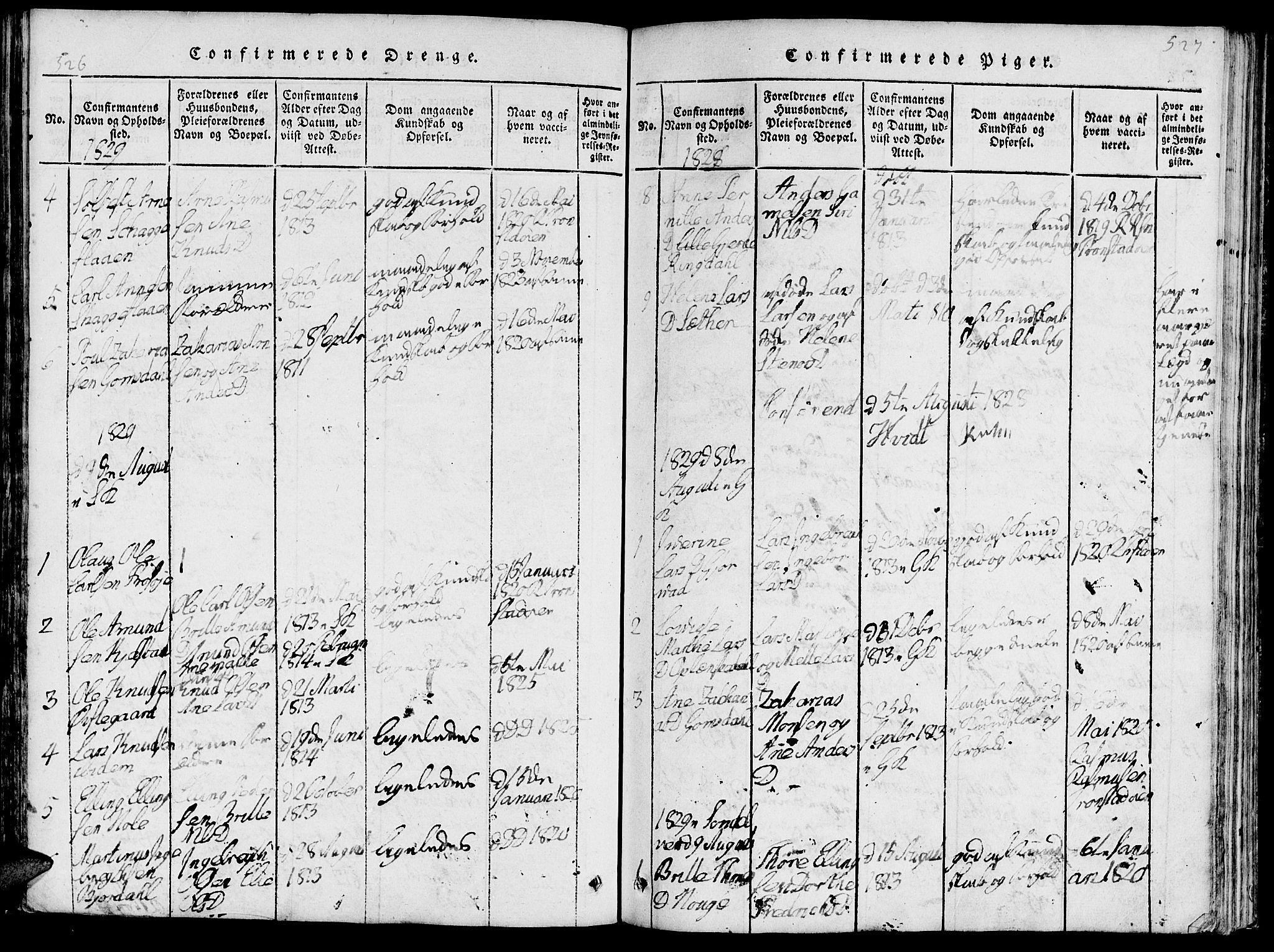 Ministerialprotokoller, klokkerbøker og fødselsregistre - Møre og Romsdal, AV/SAT-A-1454/519/L0260: Parish register (copy) no. 519C01, 1817-1829, p. 526-527