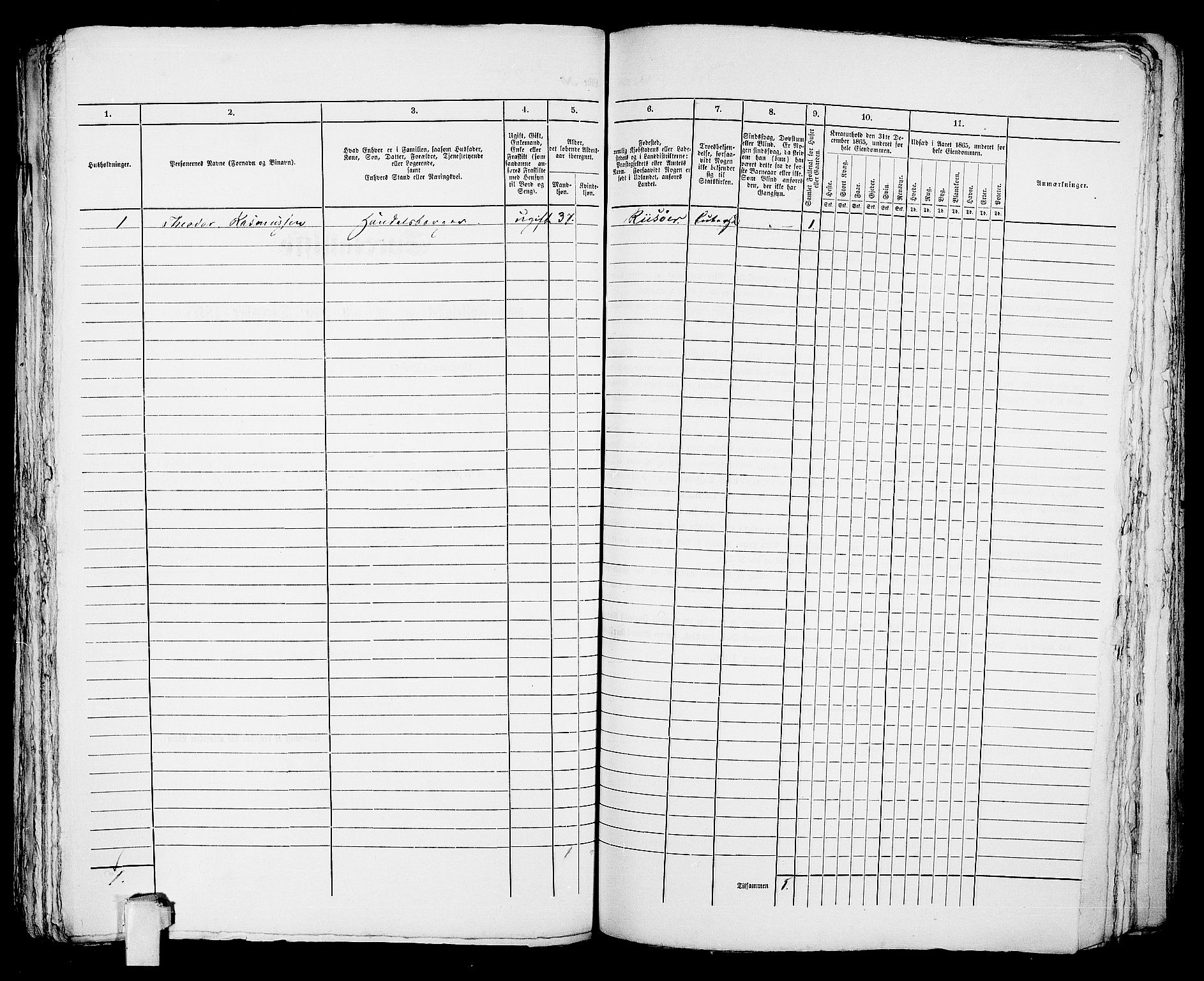 RA, 1865 census for Kragerø/Kragerø, 1865, p. 1067