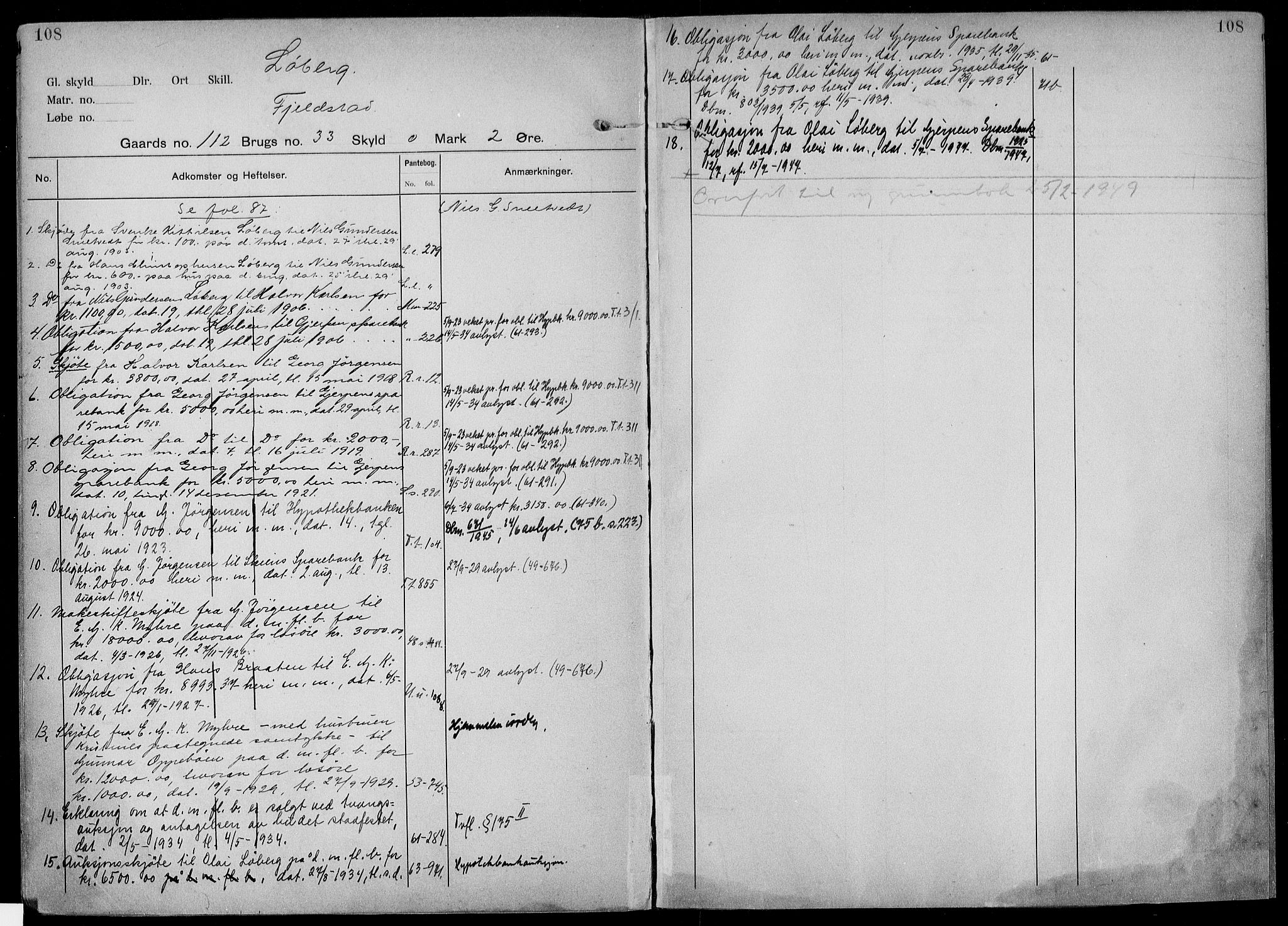 Gjerpen sorenskriveri, AV/SAKO-A-216/G/Gb/Gbd/L0004a: Mortgage register no. IV 4a, p. 108