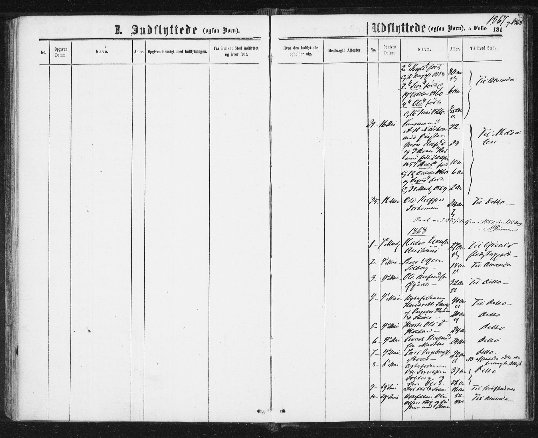 Ministerialprotokoller, klokkerbøker og fødselsregistre - Sør-Trøndelag, SAT/A-1456/689/L1039: Parish register (official) no. 689A04, 1865-1878, p. 131