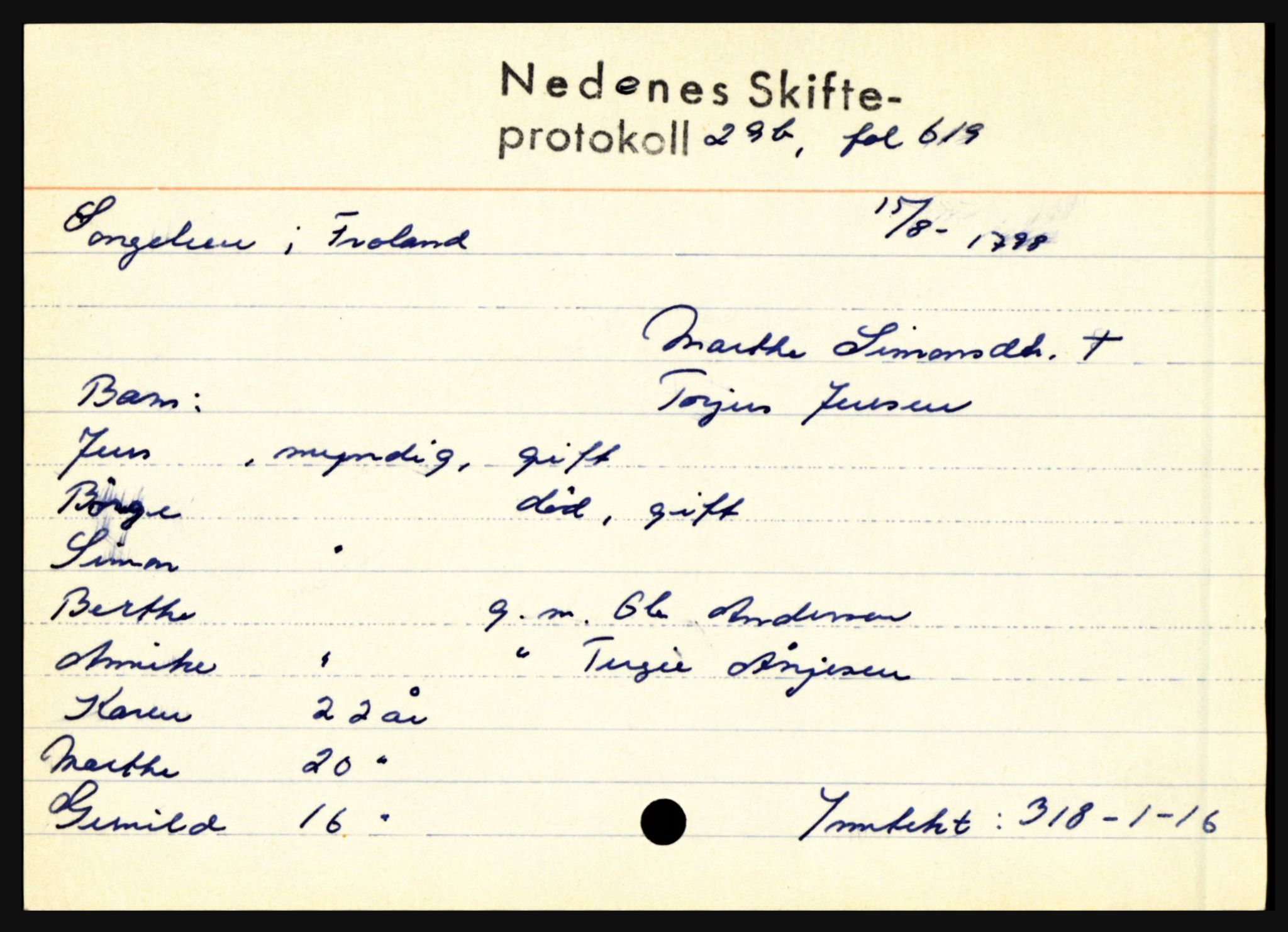 Nedenes sorenskriveri før 1824, AV/SAK-1221-0007/H, p. 27907