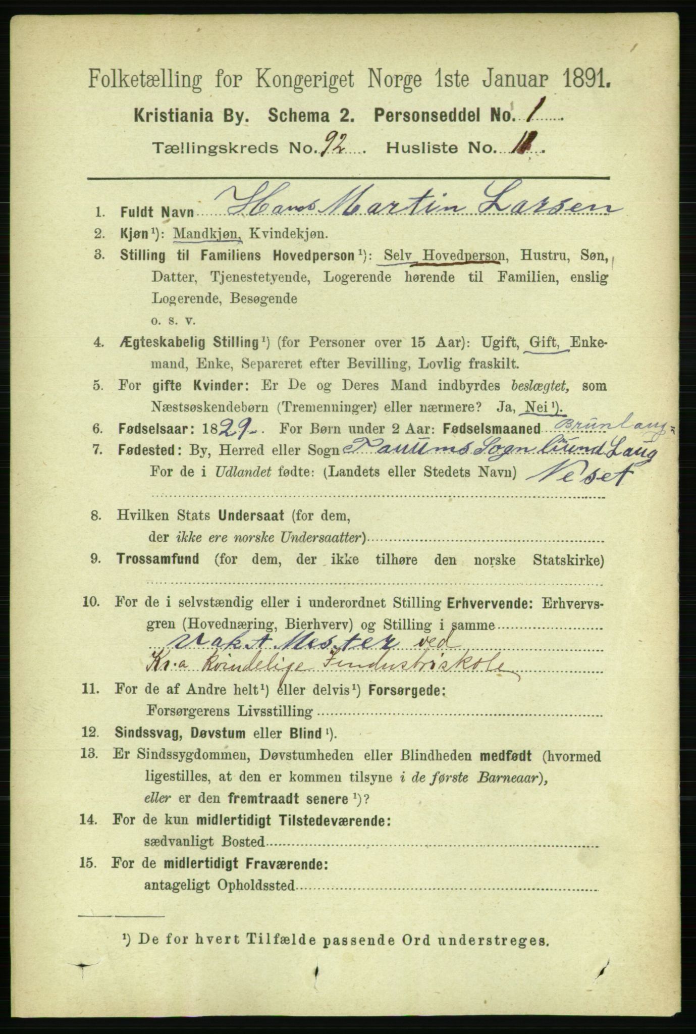 RA, 1891 census for 0301 Kristiania, 1891, p. 45411