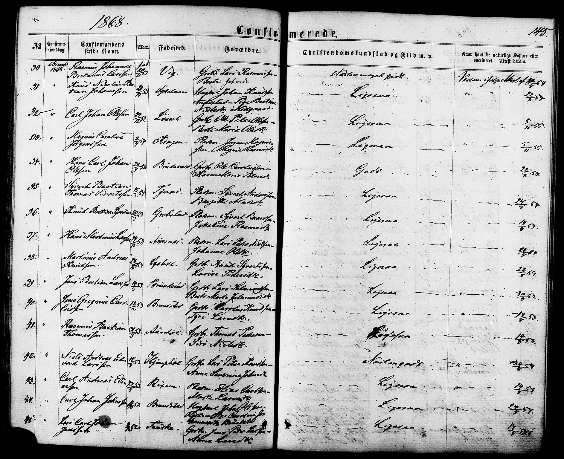 Ministerialprotokoller, klokkerbøker og fødselsregistre - Møre og Romsdal, AV/SAT-A-1454/522/L0314: Parish register (official) no. 522A09, 1863-1877, p. 145