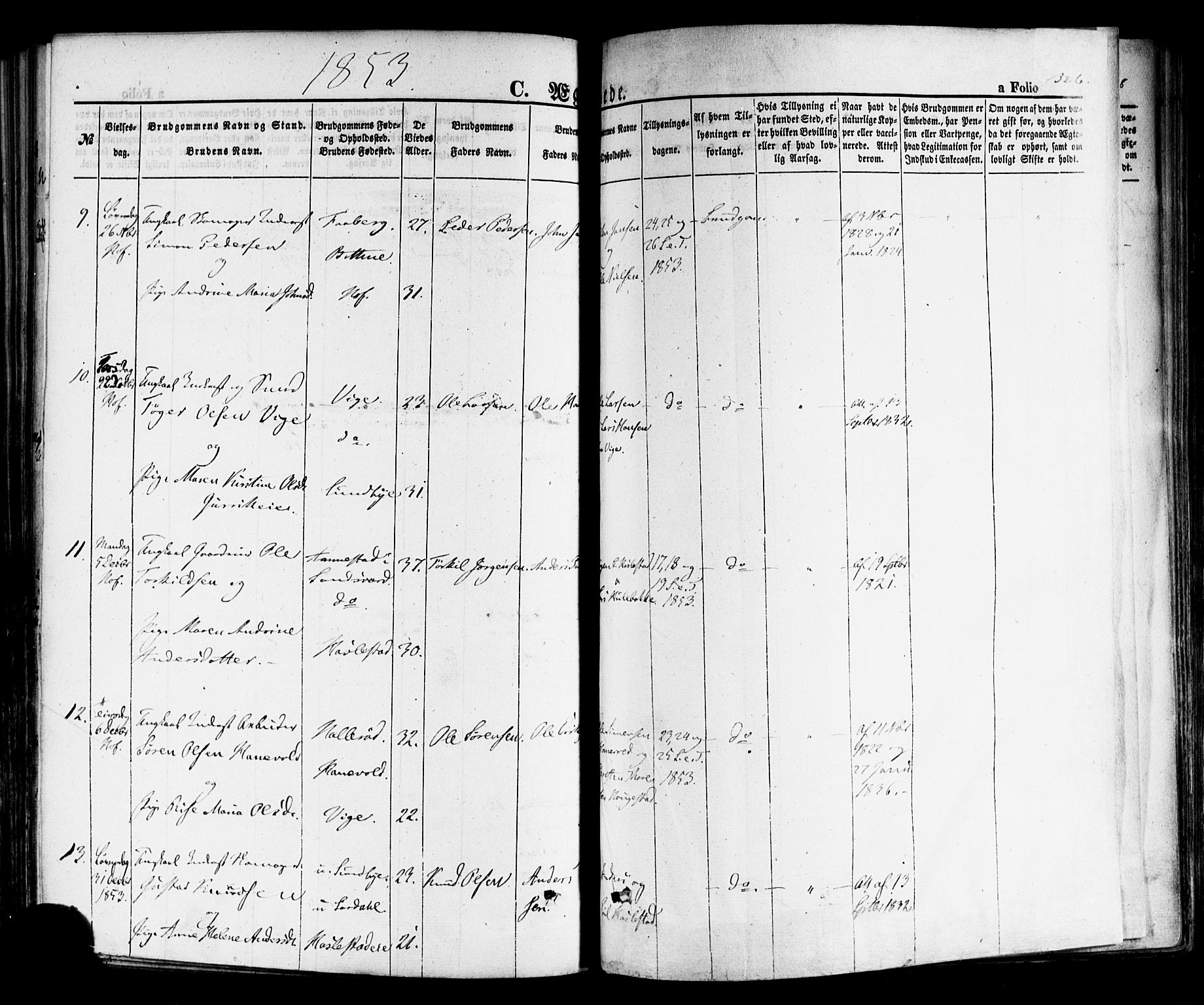 Hof kirkebøker, AV/SAKO-A-64/F/Fa/L0006: Parish register (official) no. I 6, 1851-1877, p. 326