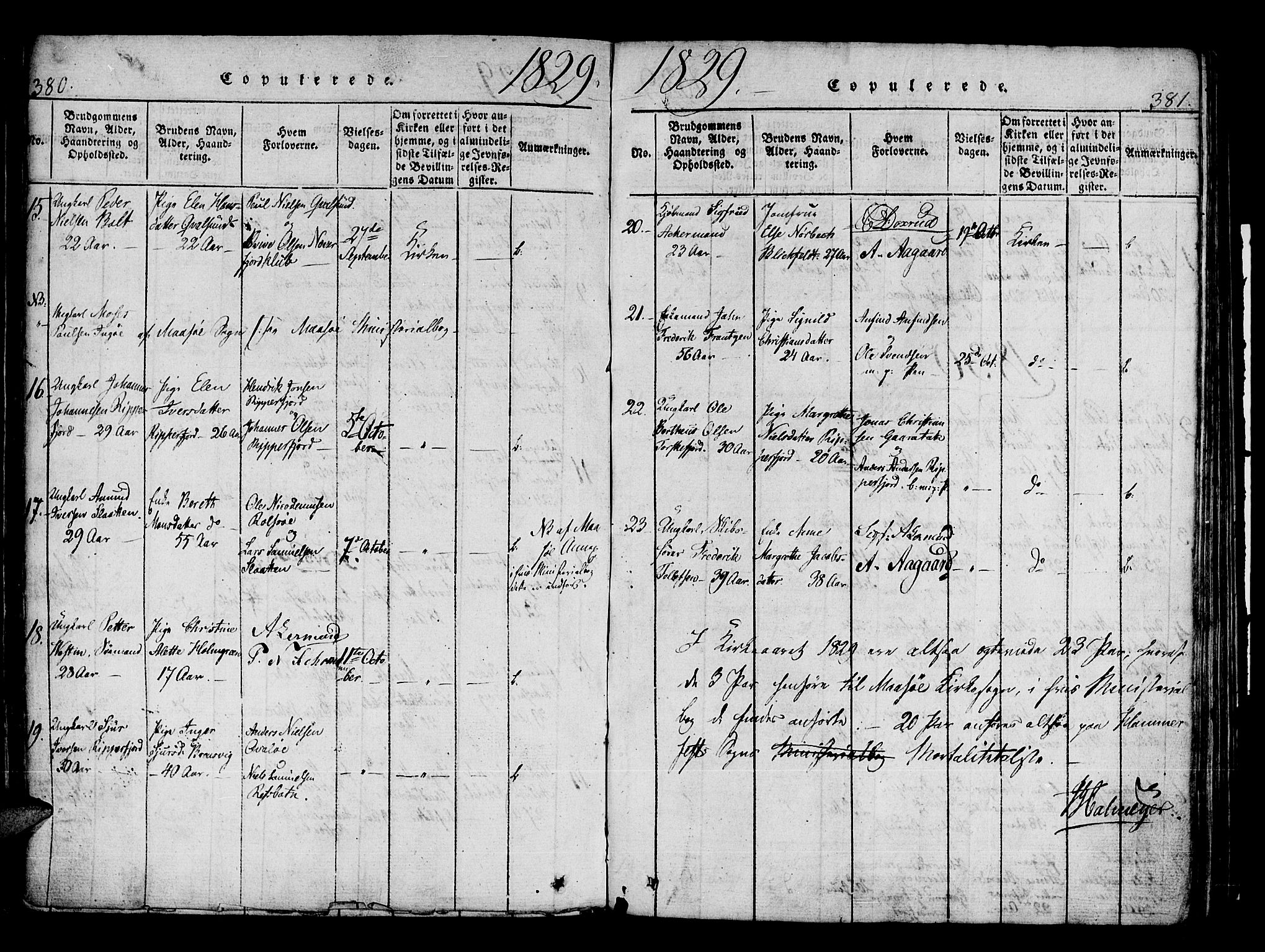 Hammerfest sokneprestkontor, SATØ/S-1347/H/Ha/L0003.kirke: Parish register (official) no. 3, 1821-1842, p. 380-381