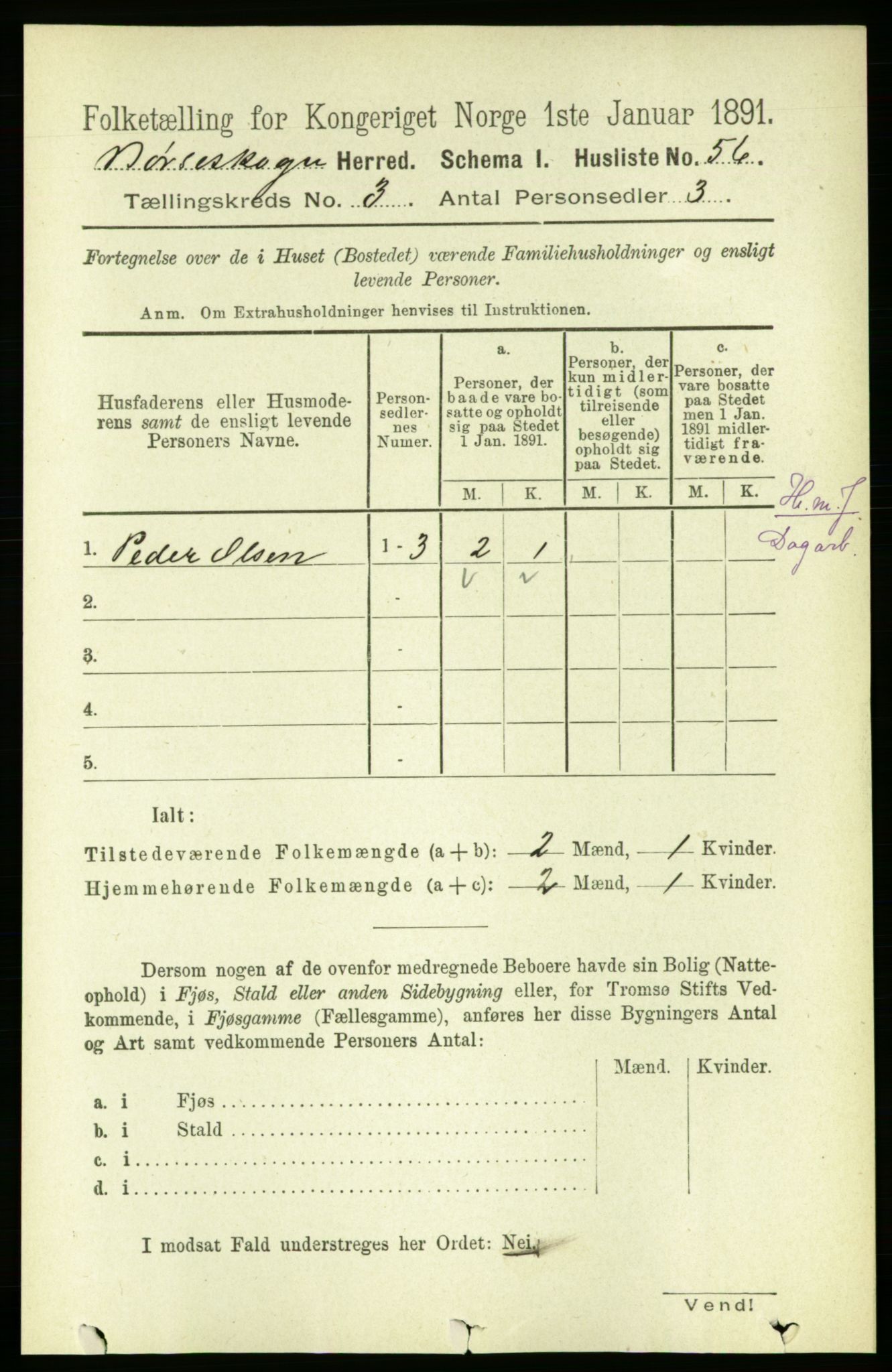 RA, 1891 census for 1657 Børseskogn, 1891, p. 1335