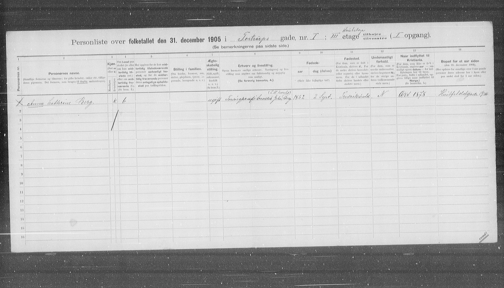 OBA, Municipal Census 1905 for Kristiania, 1905, p. 60481