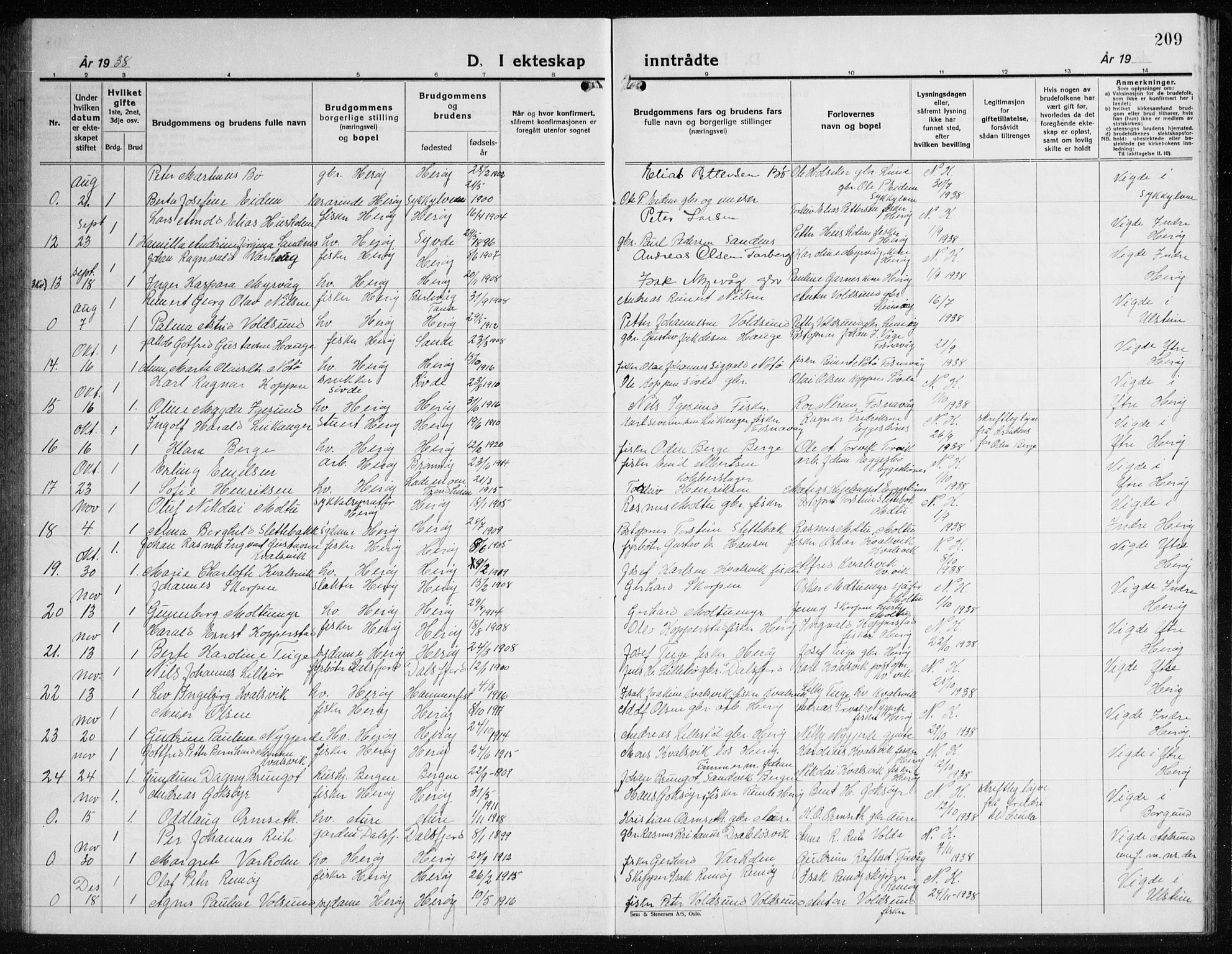 Ministerialprotokoller, klokkerbøker og fødselsregistre - Møre og Romsdal, AV/SAT-A-1454/507/L0085: Parish register (copy) no. 507C08, 1933-1944, p. 209