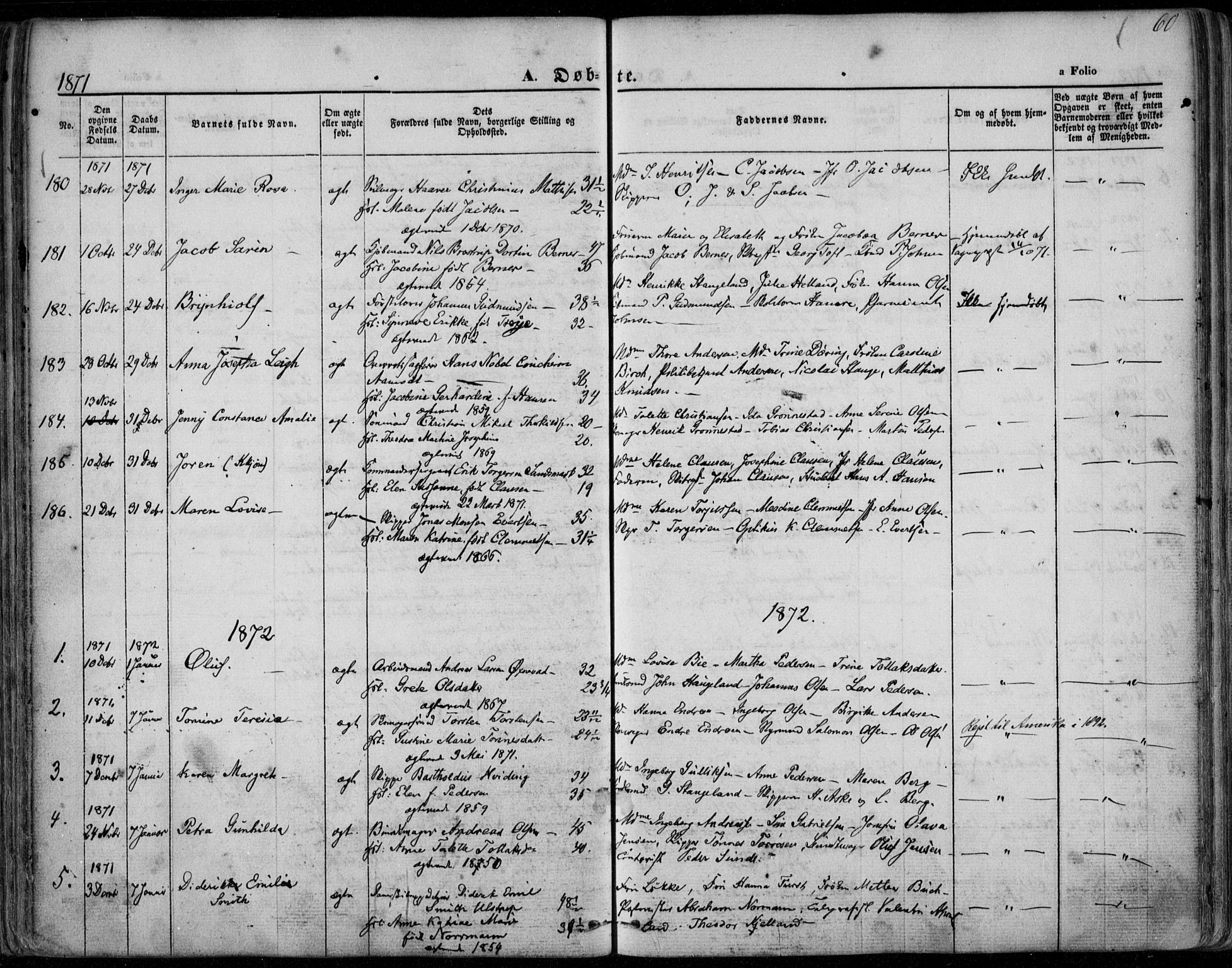 Domkirken sokneprestkontor, AV/SAST-A-101812/001/30/30BA/L0022: Parish register (official) no. A 21, 1868-1877, p. 60