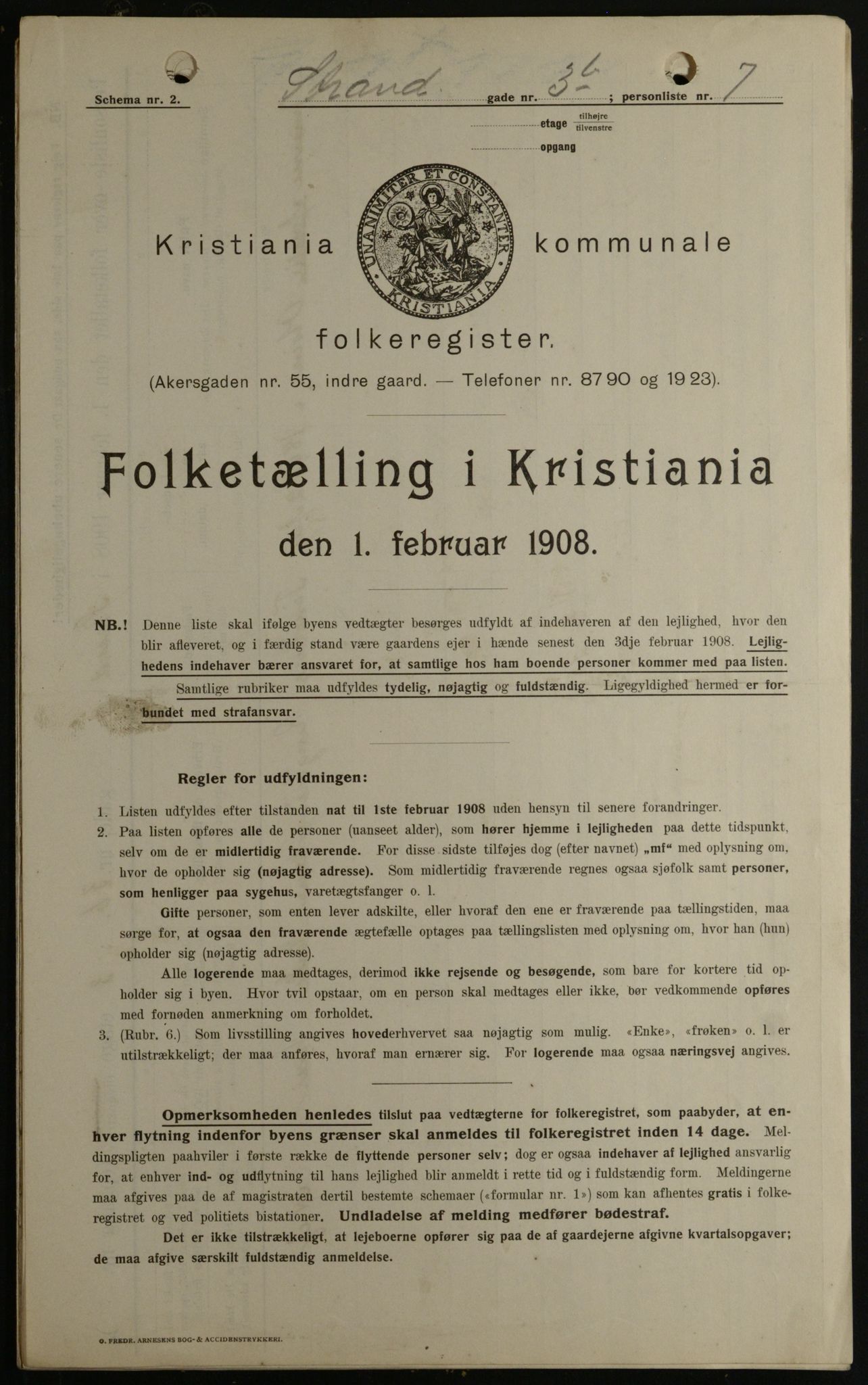 OBA, Municipal Census 1908 for Kristiania, 1908, p. 93268