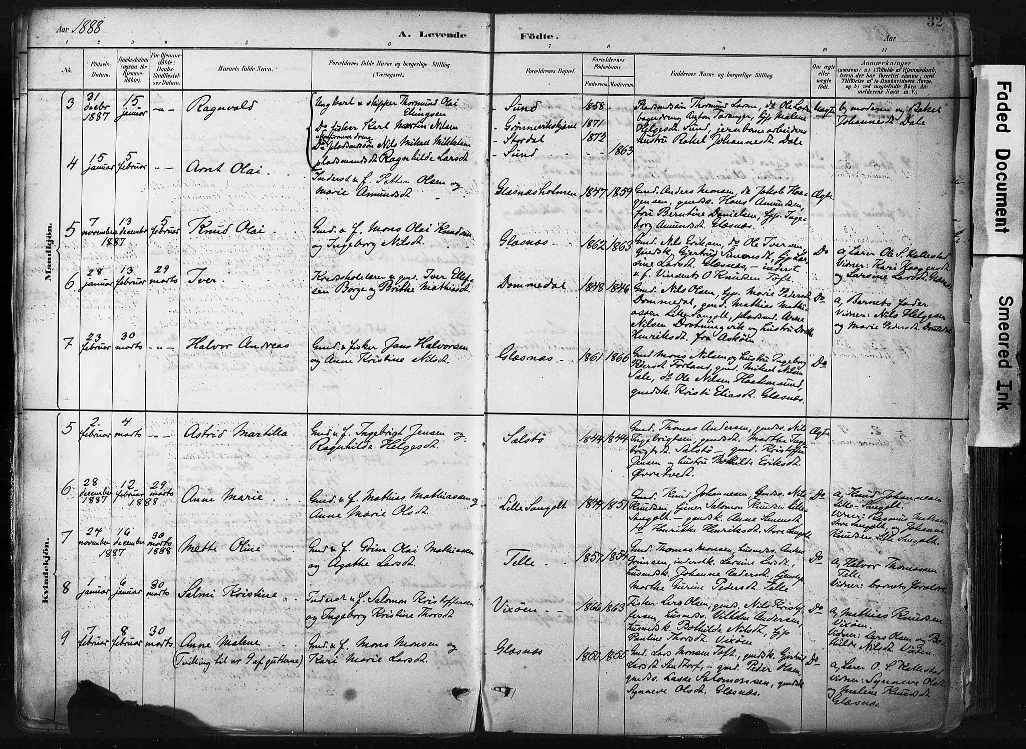 Sund sokneprestembete, AV/SAB-A-99930: Parish register (official) no. B 1, 1882-1907, p. 32