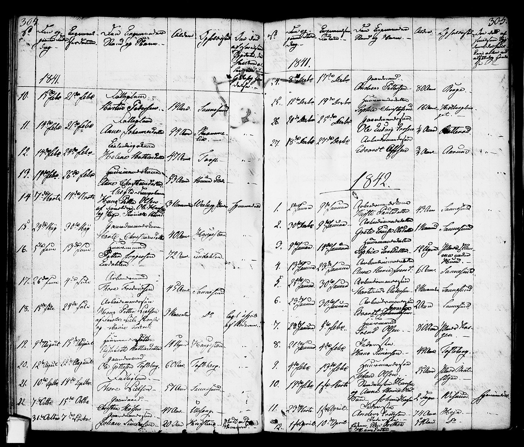 Borge prestekontor Kirkebøker, SAO/A-10903/F/Fa/L0004: Parish register (official) no. I 4, 1836-1848, p. 304-305