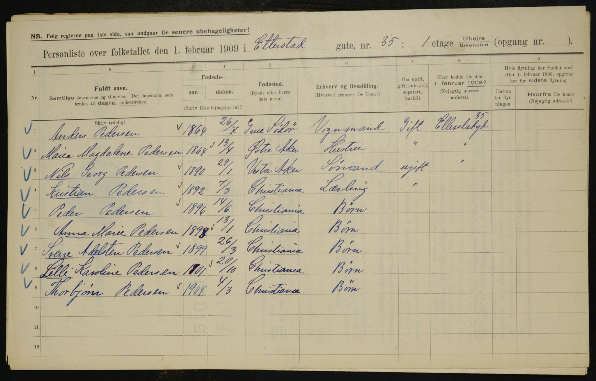 OBA, Municipal Census 1909 for Kristiania, 1909, p. 20403