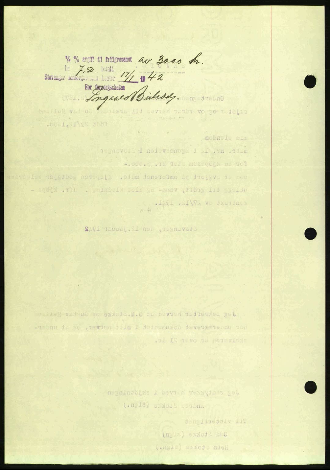 Stavanger byrett, AV/SAST-A-100455/002/G/Gb/L0017: Mortgage book no. A7, 1941-1943, Diary no: : 141/1942