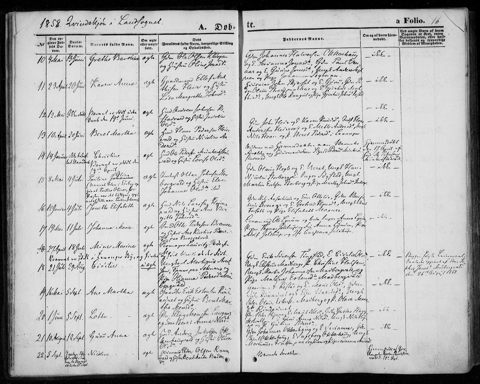 Ministerialprotokoller, klokkerbøker og fødselsregistre - Nord-Trøndelag, SAT/A-1458/720/L0184: Parish register (official) no. 720A02 /2, 1855-1863, p. 16