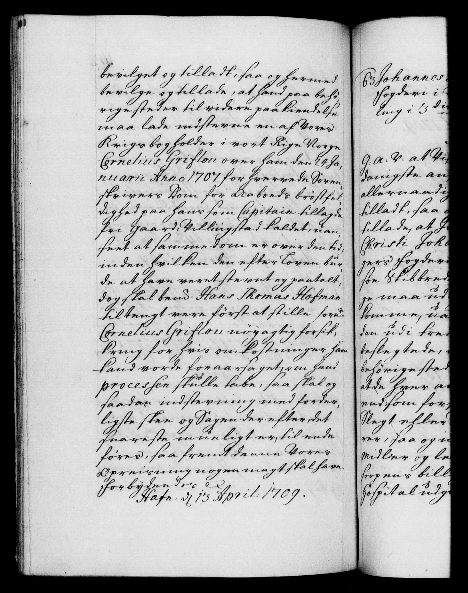 Danske Kanselli 1572-1799, AV/RA-EA-3023/F/Fc/Fca/Fcaa/L0020: Norske registre, 1708-1711, p. 192b