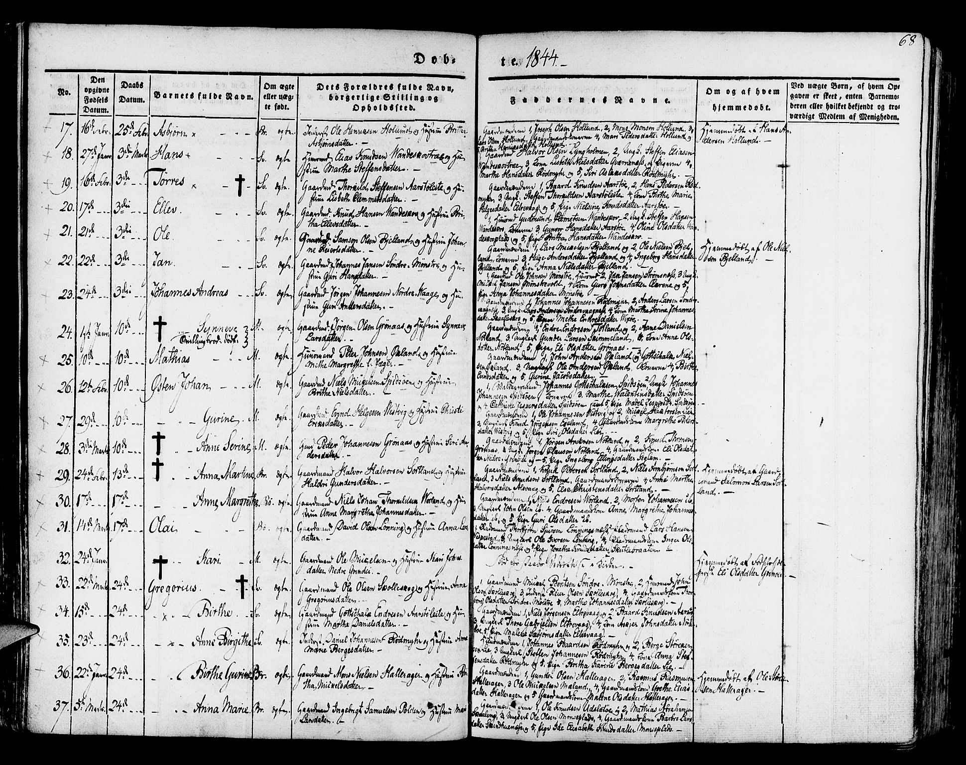 Finnås sokneprestembete, SAB/A-99925/H/Ha/Haa/Haaa/L0006: Parish register (official) no. A 6, 1836-1850, p. 68