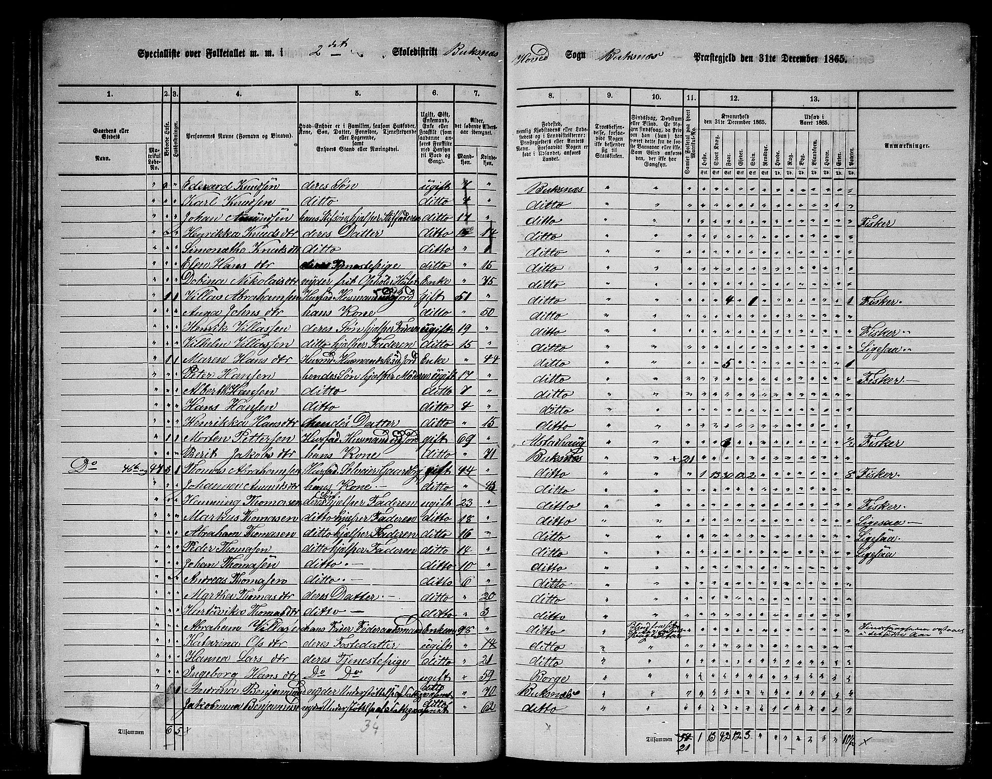 RA, 1865 census for Buksnes, 1865, p. 42